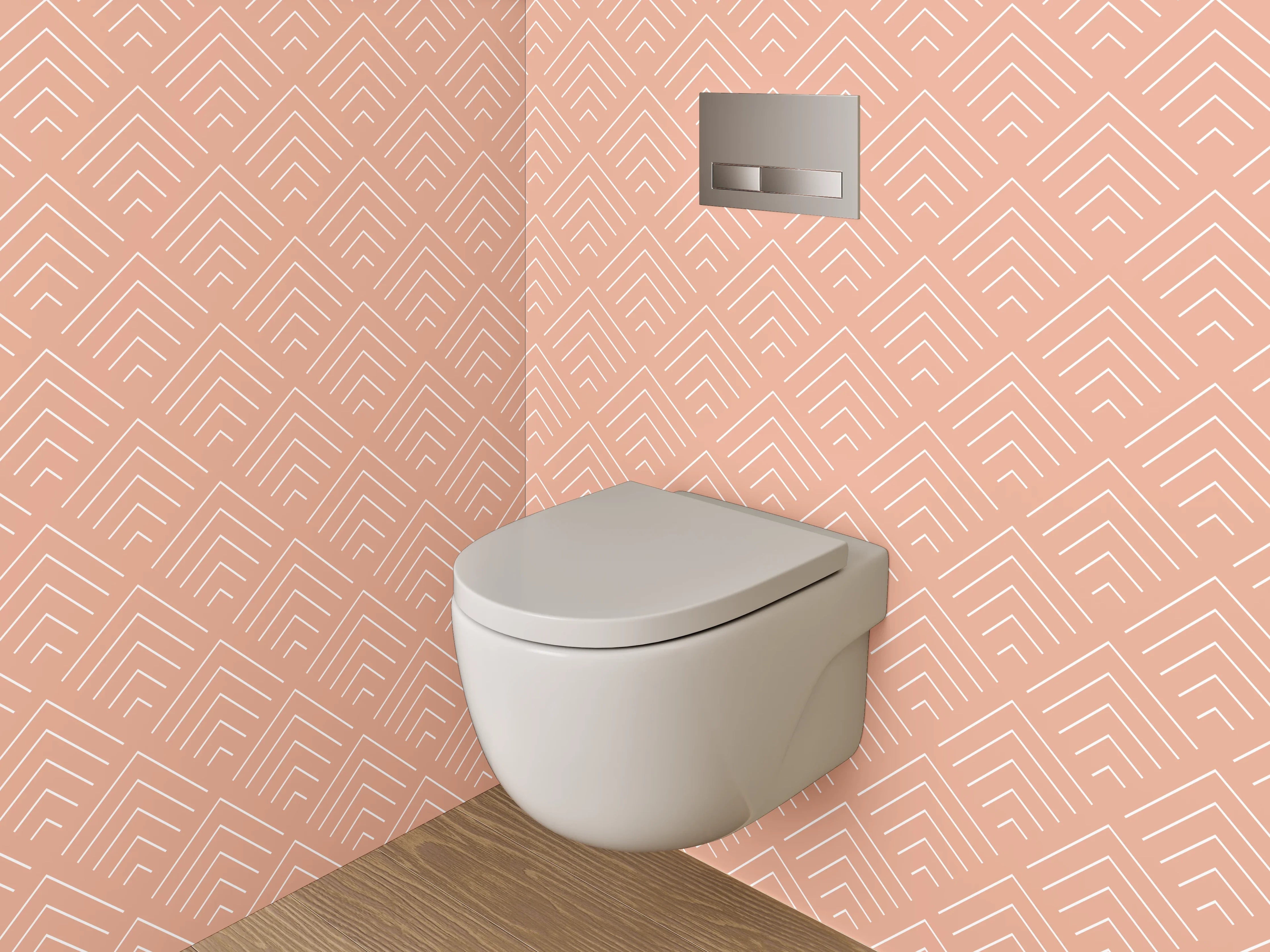 WC-Rückwand - Geometrisches Retro-Muster in Beige