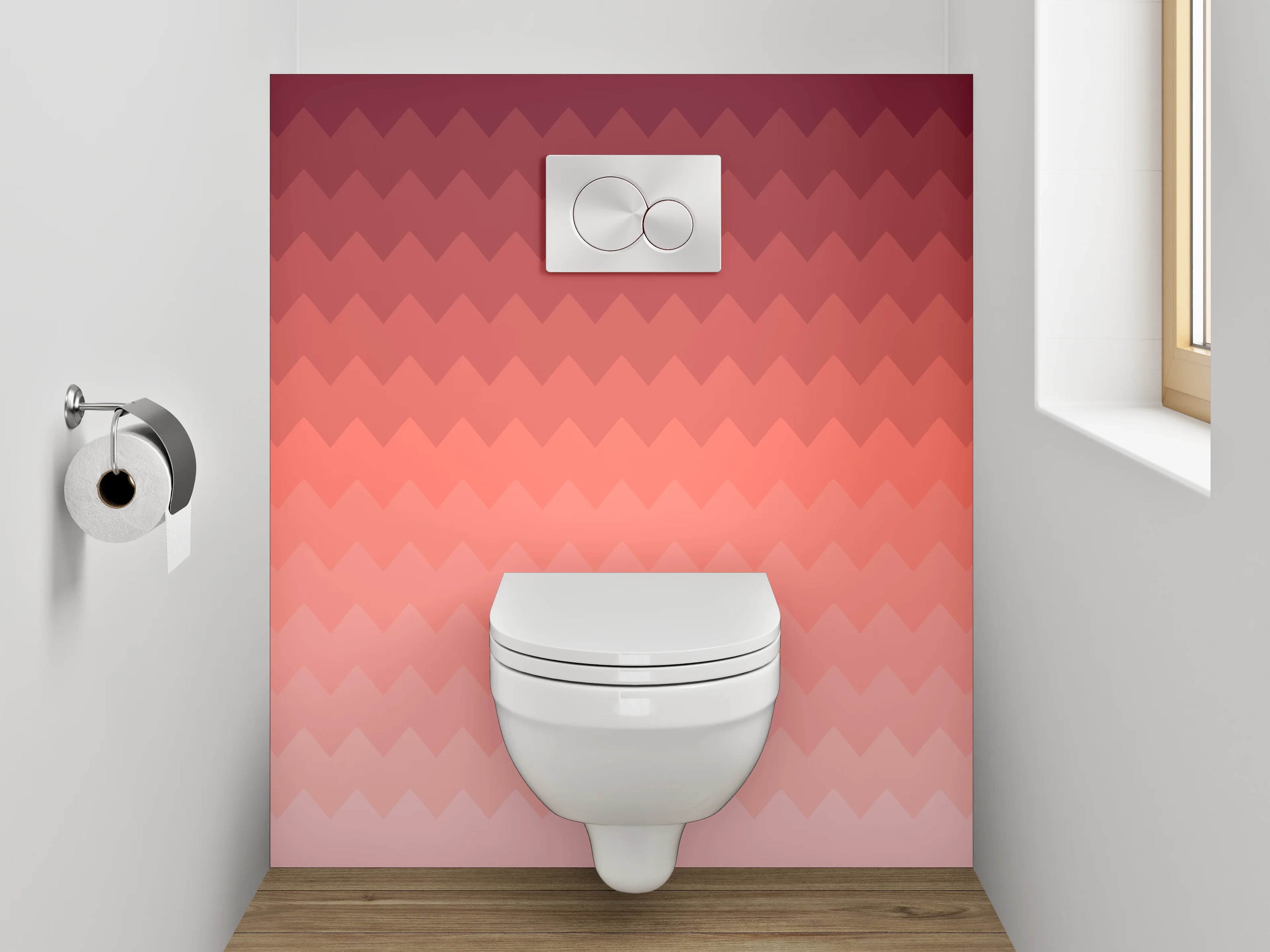 WC-Rückwand - Geometrisches Rosé Ombré Muster