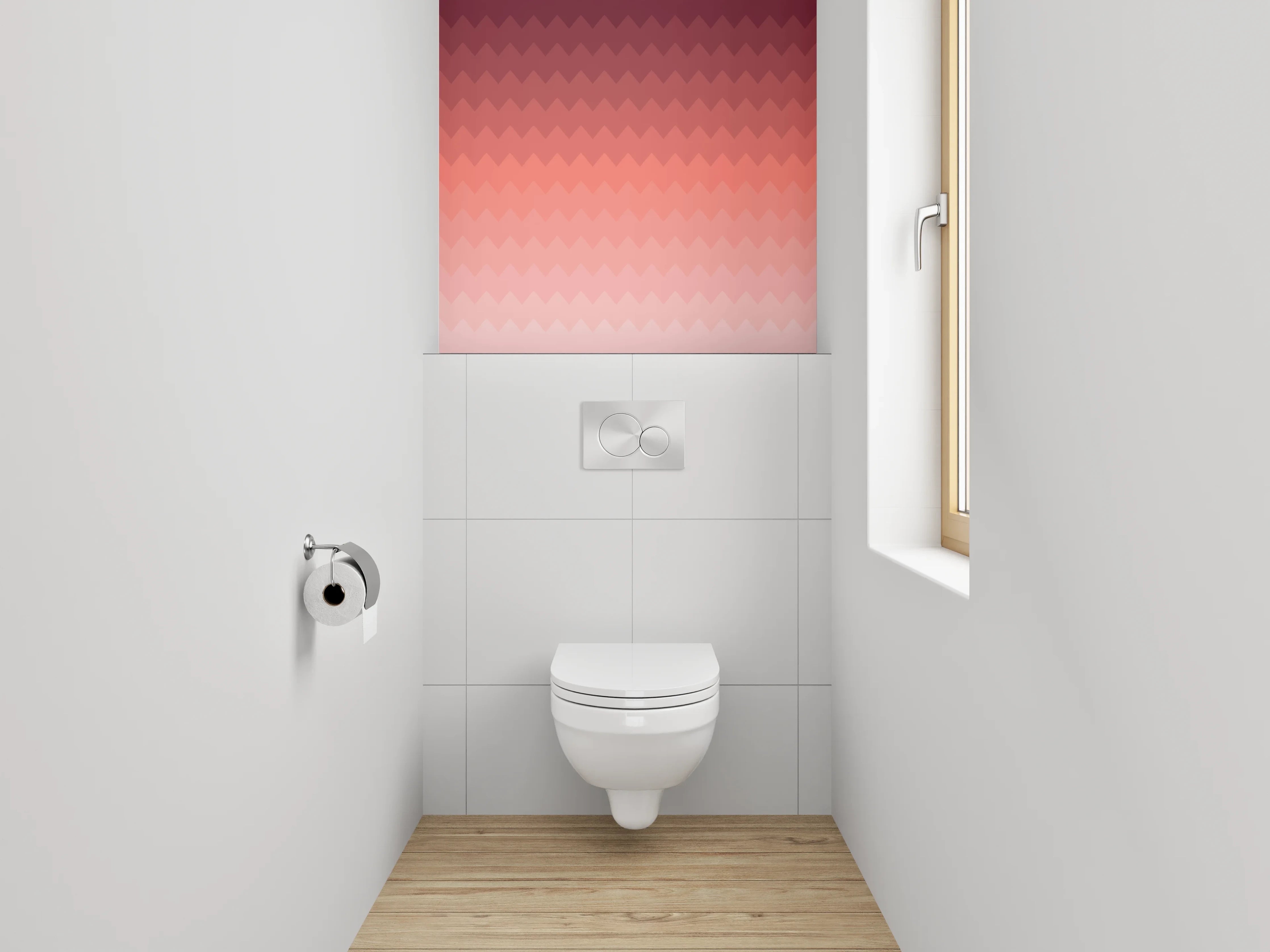WC-Rückwand - Geometrisches Rosé Ombré Muster