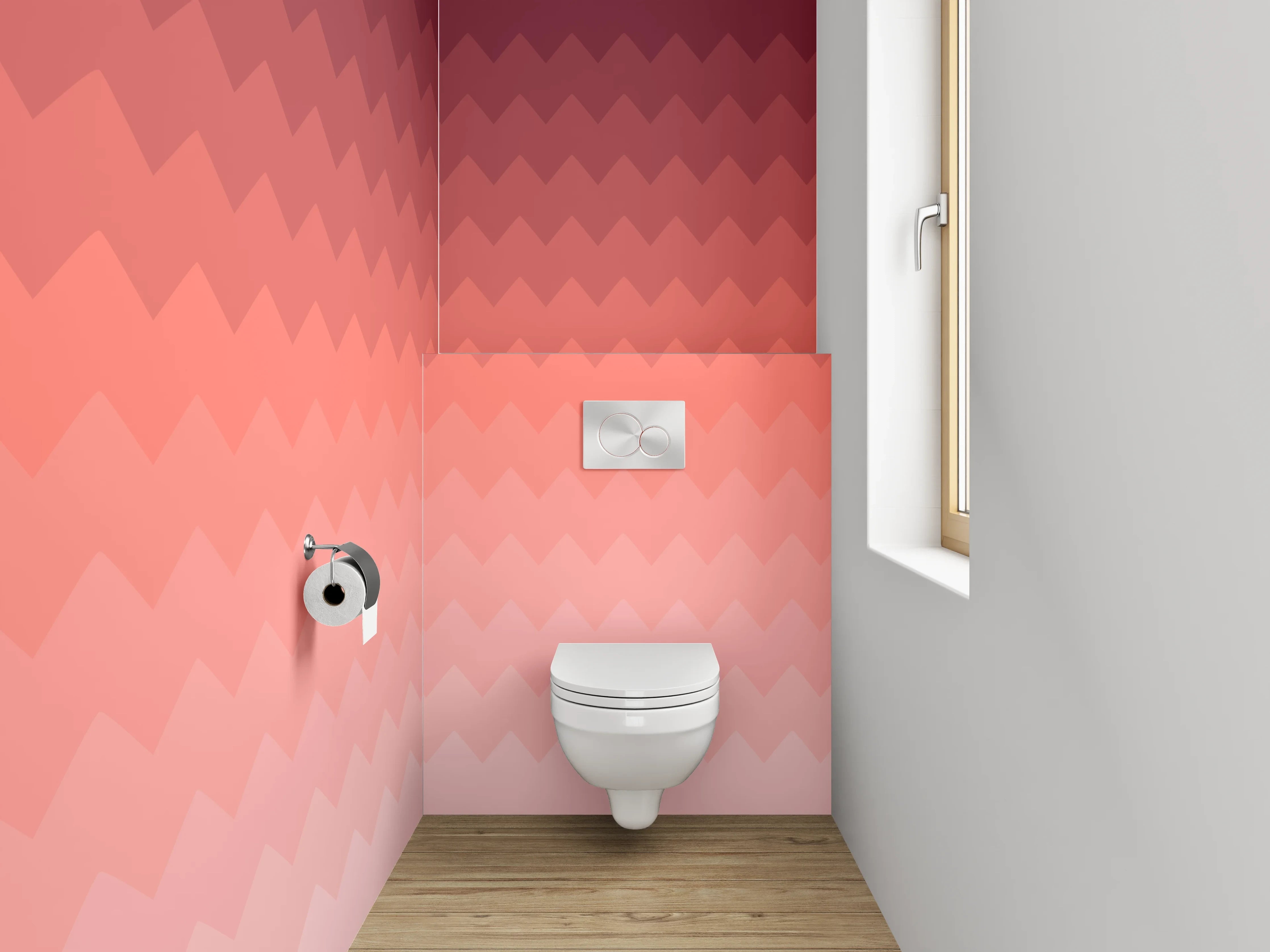 WC-Rückwand - Geometrisches Rosé Ombré Muster