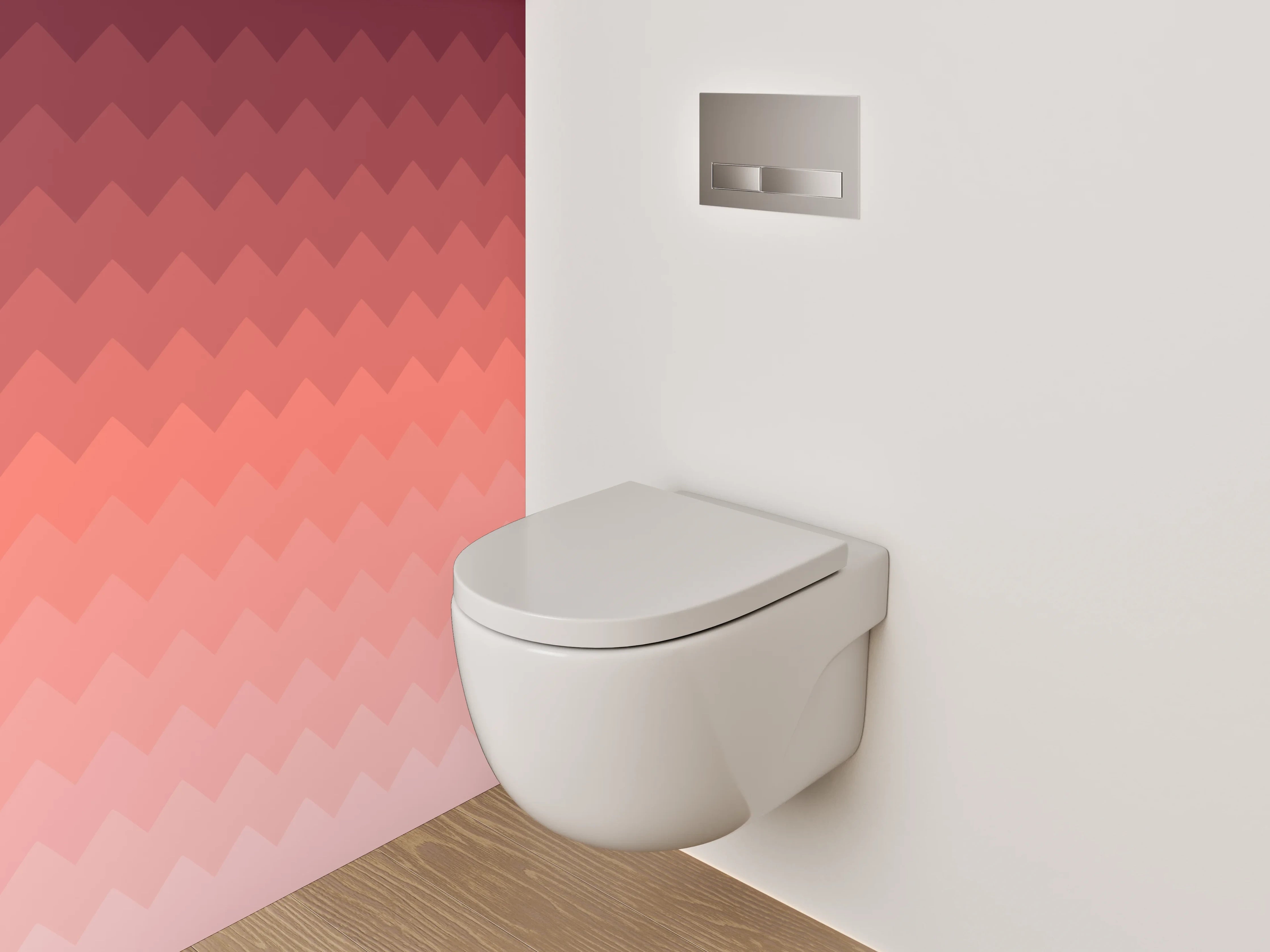 WC-Rückwand - Geometrisches Rosé Ombré Muster