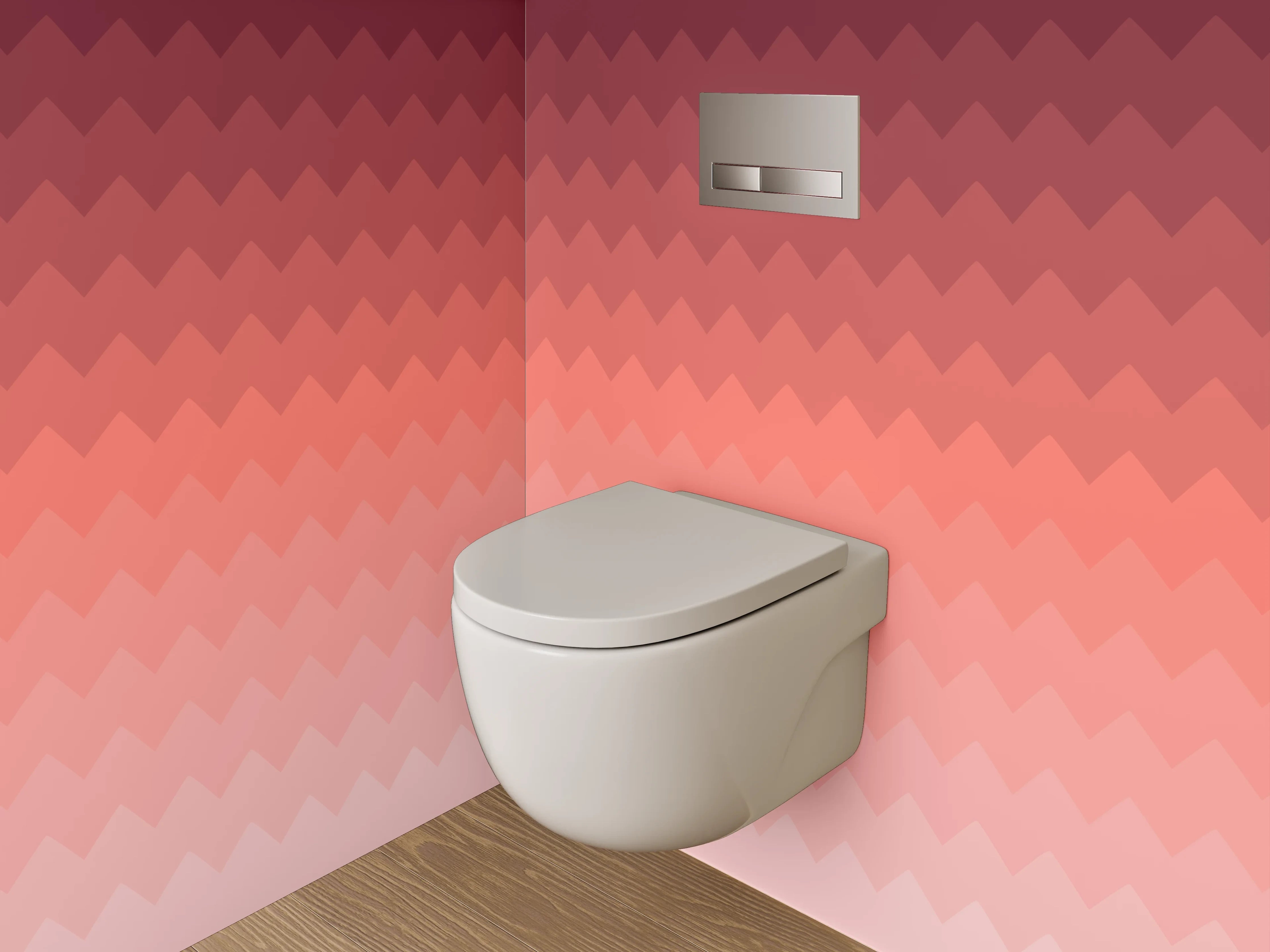 WC-Rückwand - Geometrisches Rosé Ombré Muster