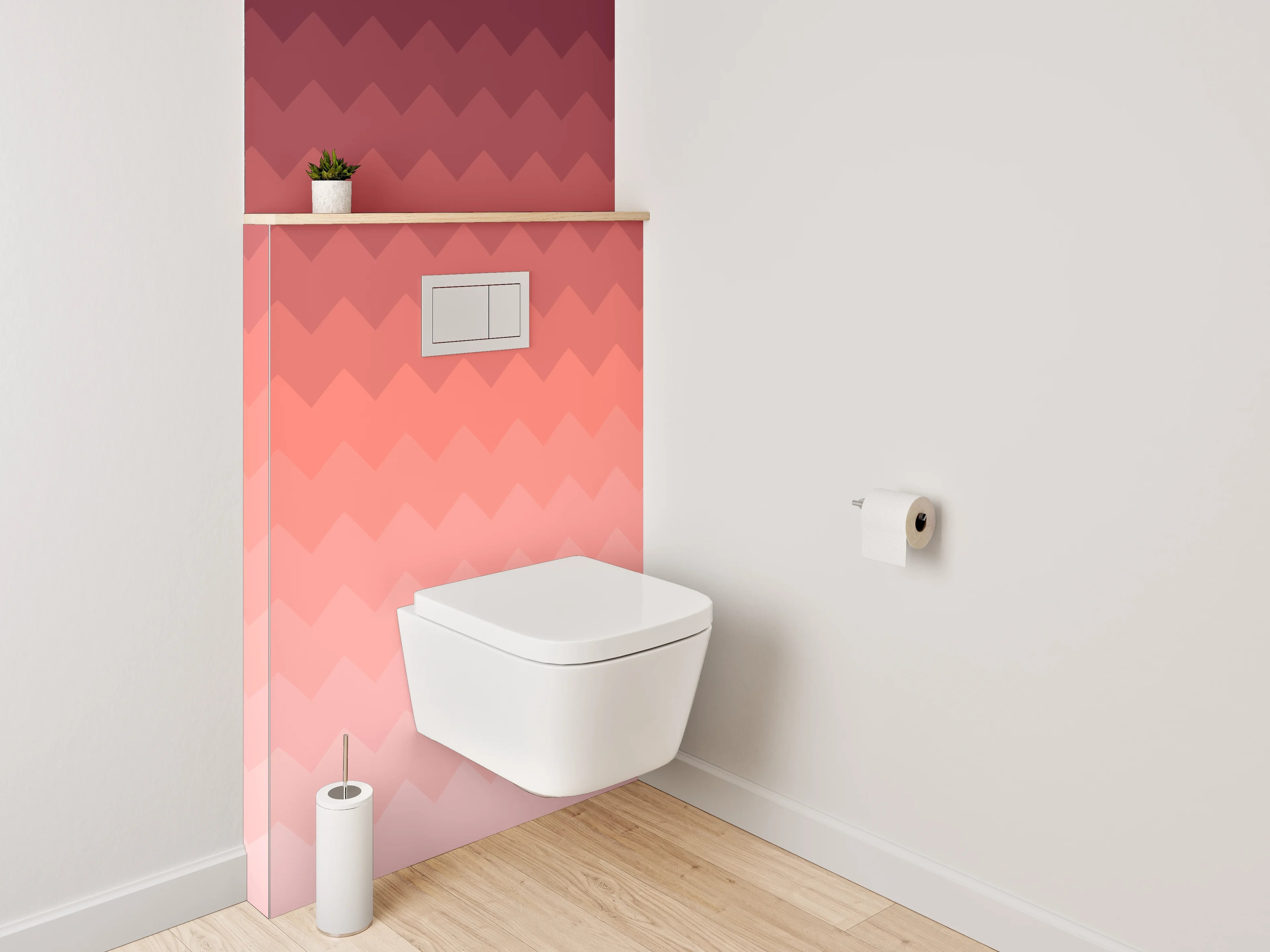 WC-Rückwand - Geometrisches Rosé Ombré Muster