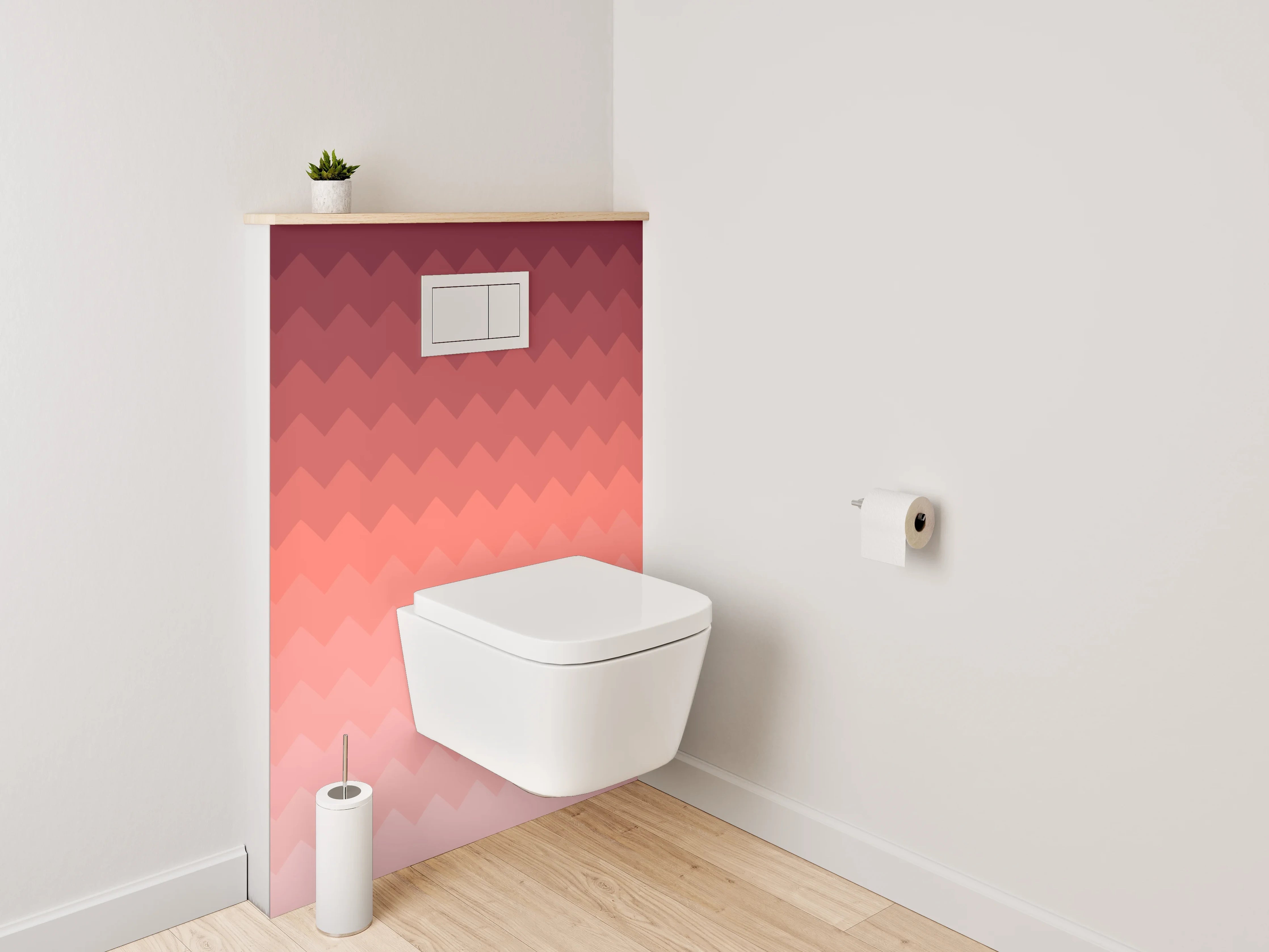 WC-Rückwand - Geometrisches Rosé Ombré Muster