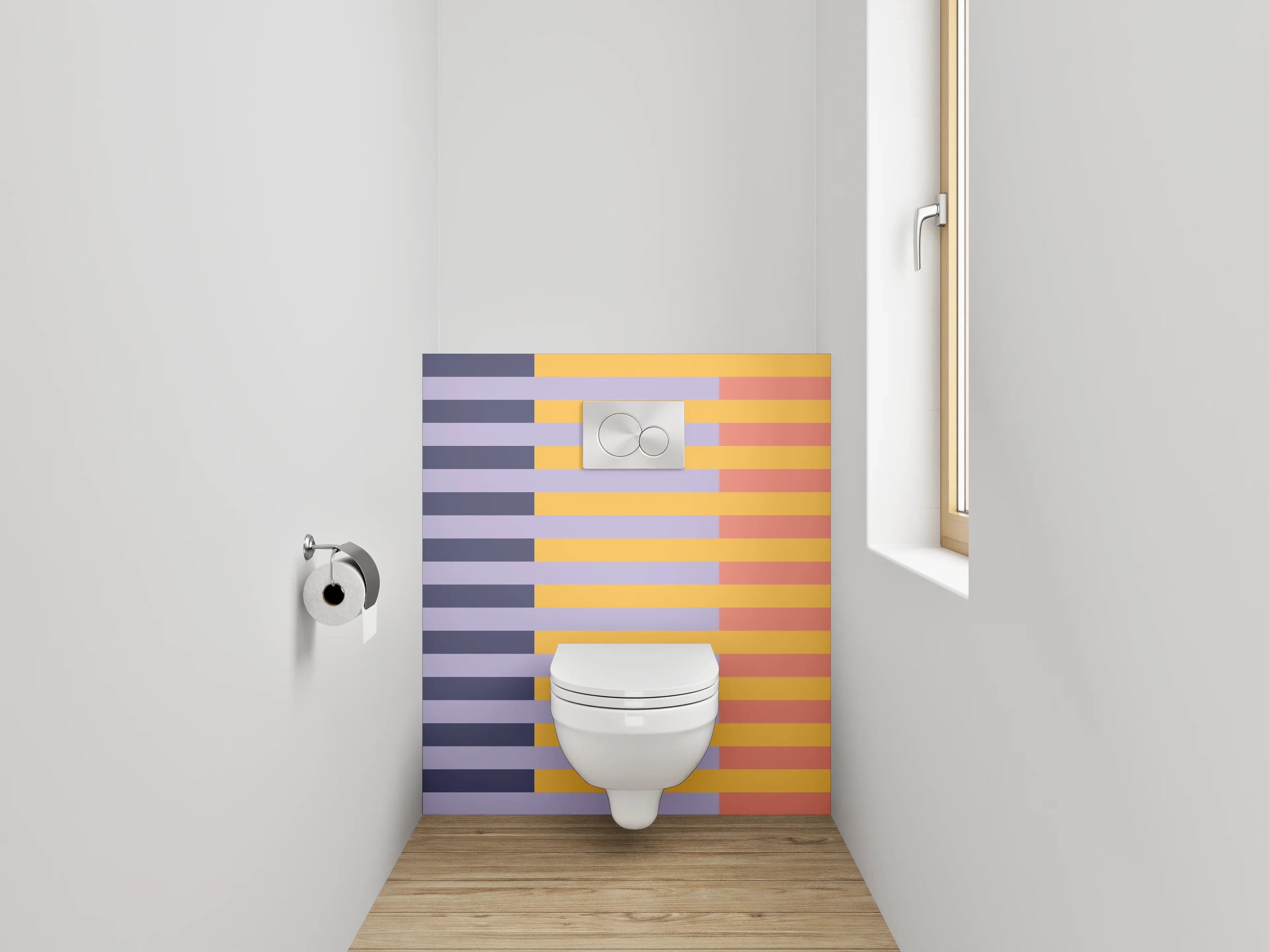 WC-Rückwand - Geometrisches Streifenmuster Pastell Modern