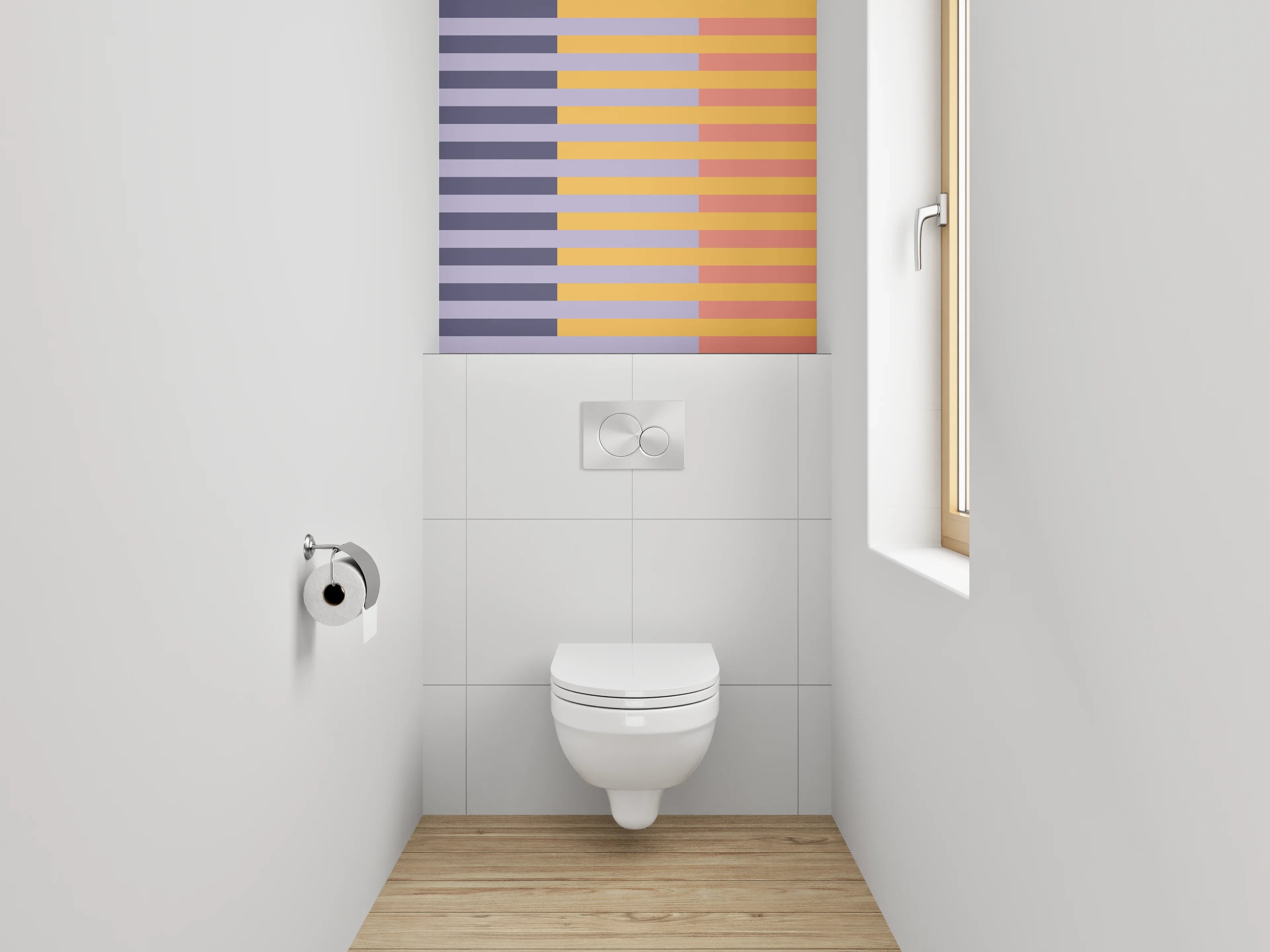 WC-Rückwand - Geometrisches Streifenmuster Pastell Modern