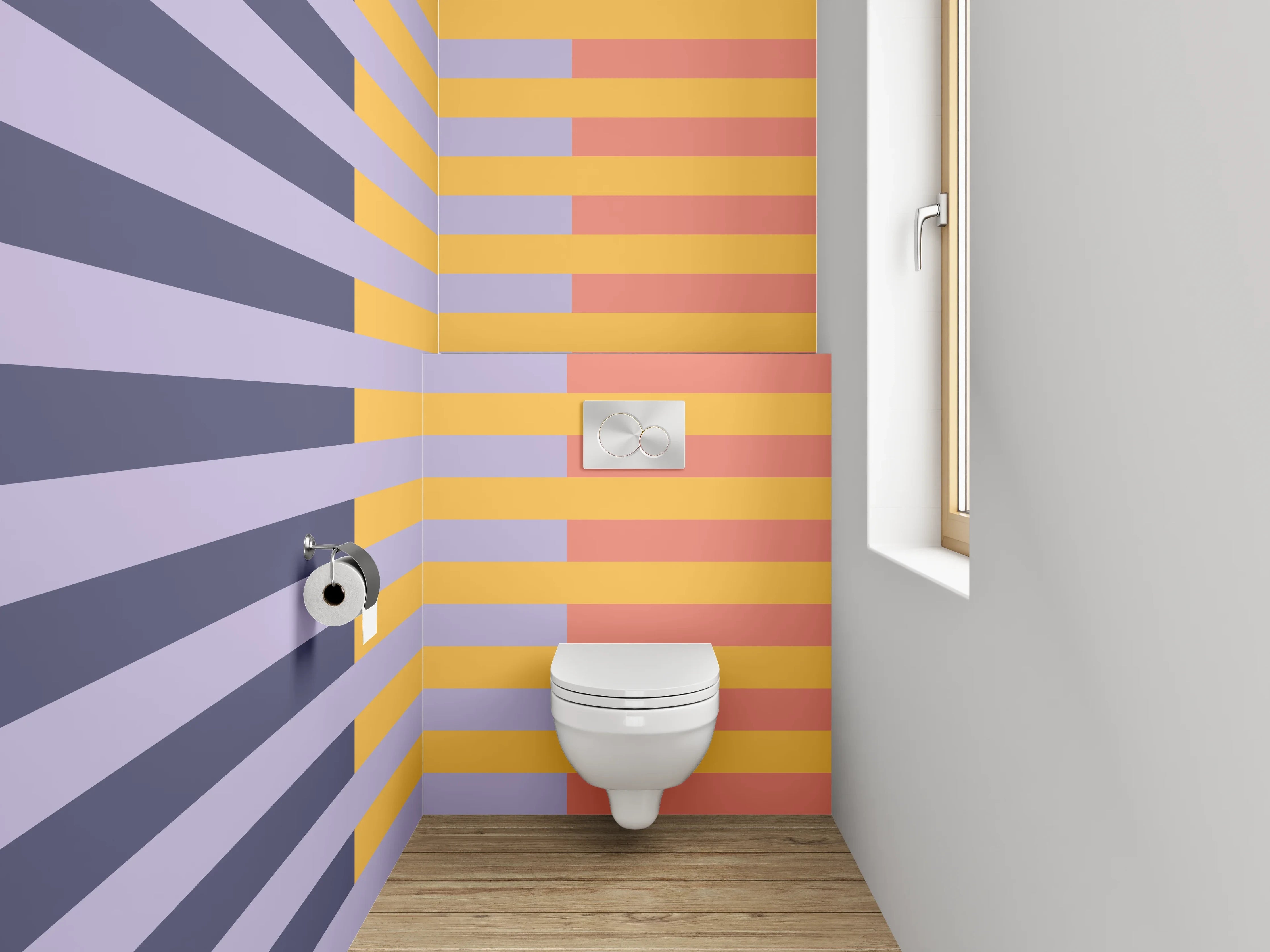 WC-Rückwand - Geometrisches Streifenmuster Pastell Modern