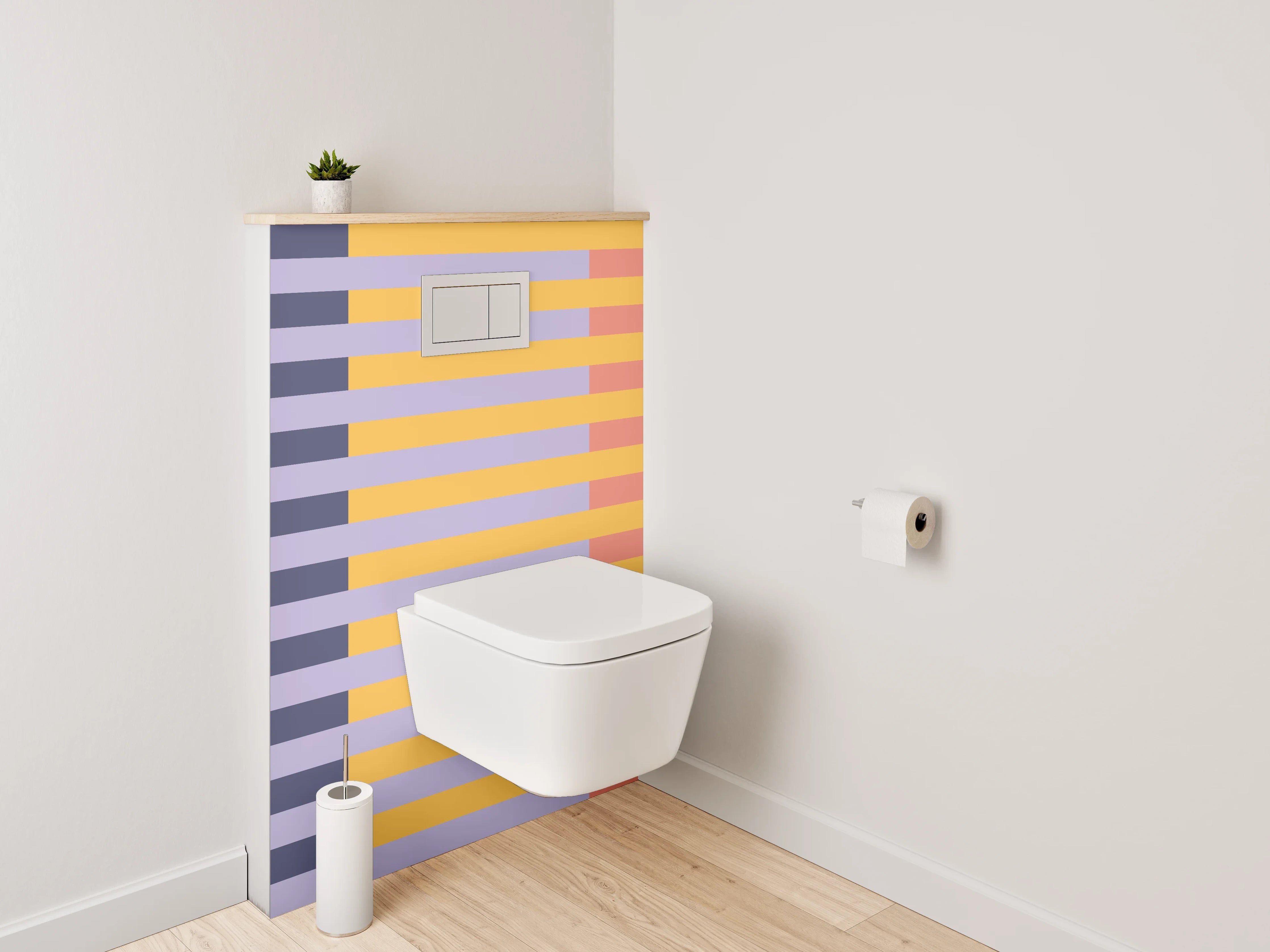 WC-Rückwand - Geometrisches Streifenmuster Pastell Modern
