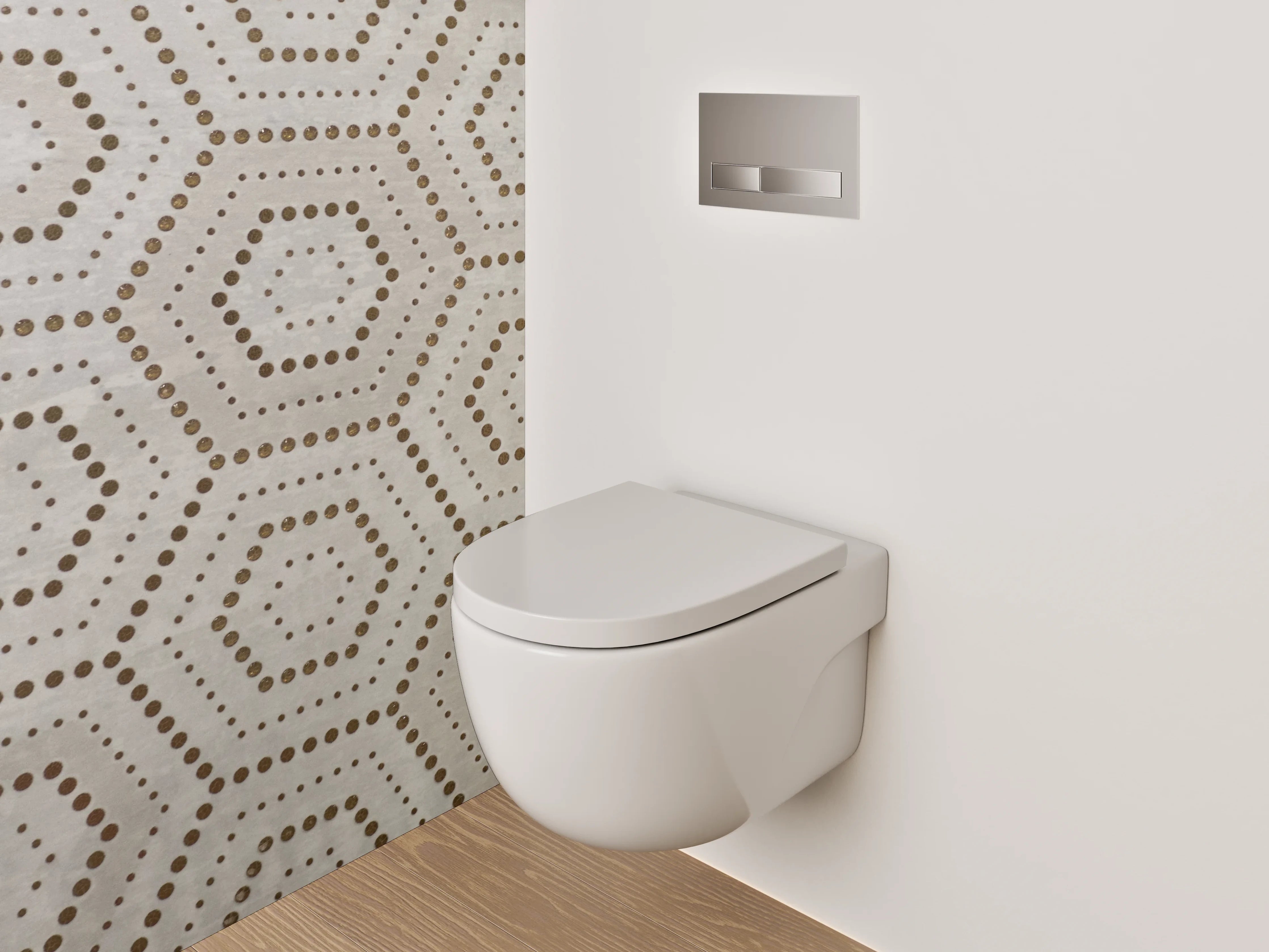 WC-Rückwand - Geometrisches Wabenmuster hellbraun beige