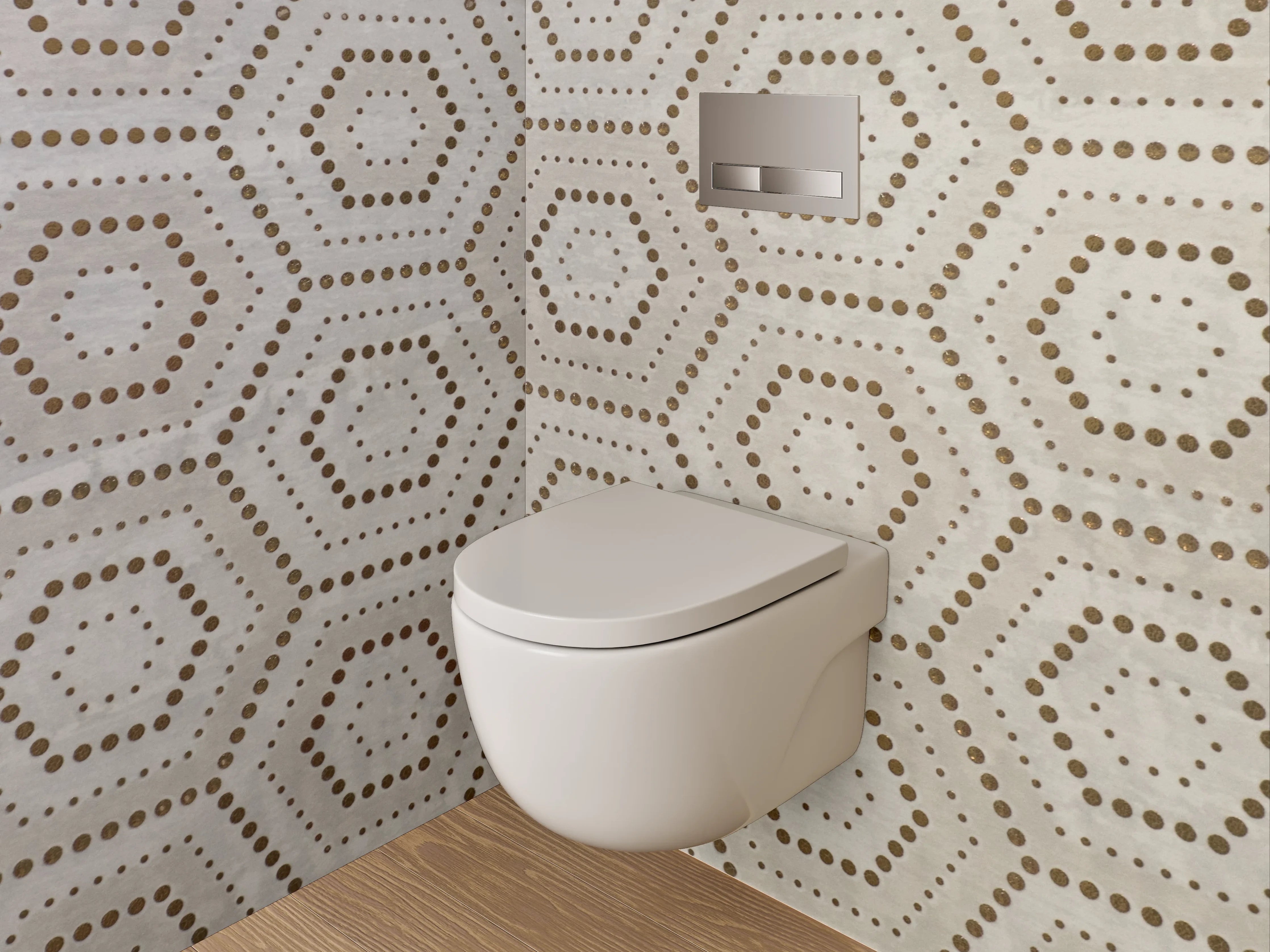 WC-Rückwand - Geometrisches Wabenmuster hellbraun beige