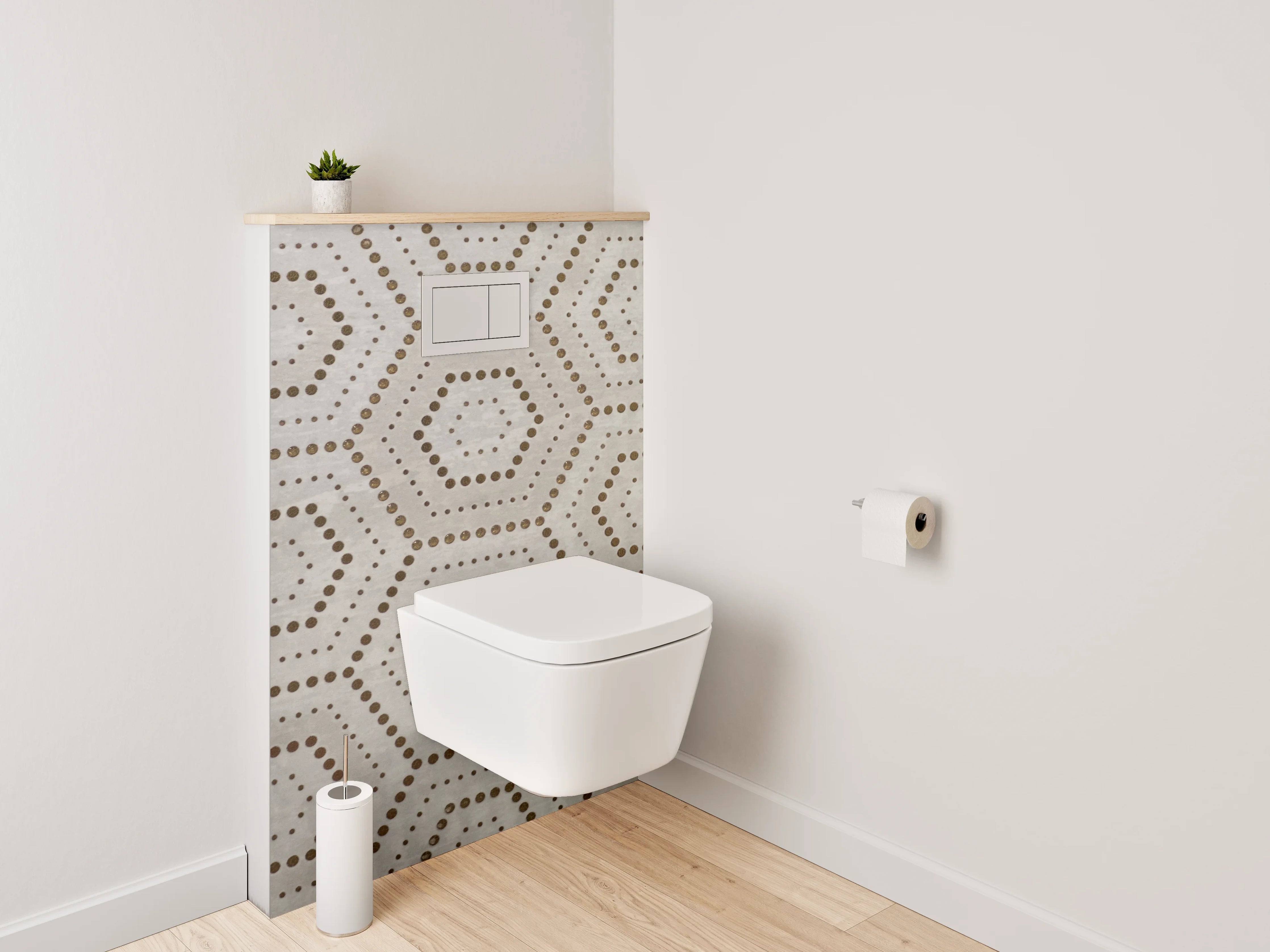 WC-Rückwand - Geometrisches Wabenmuster hellbraun beige