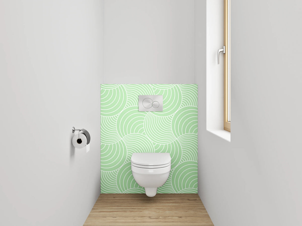 WC-Rückwand - Geometrisches Wellenmuster Grün Weiß