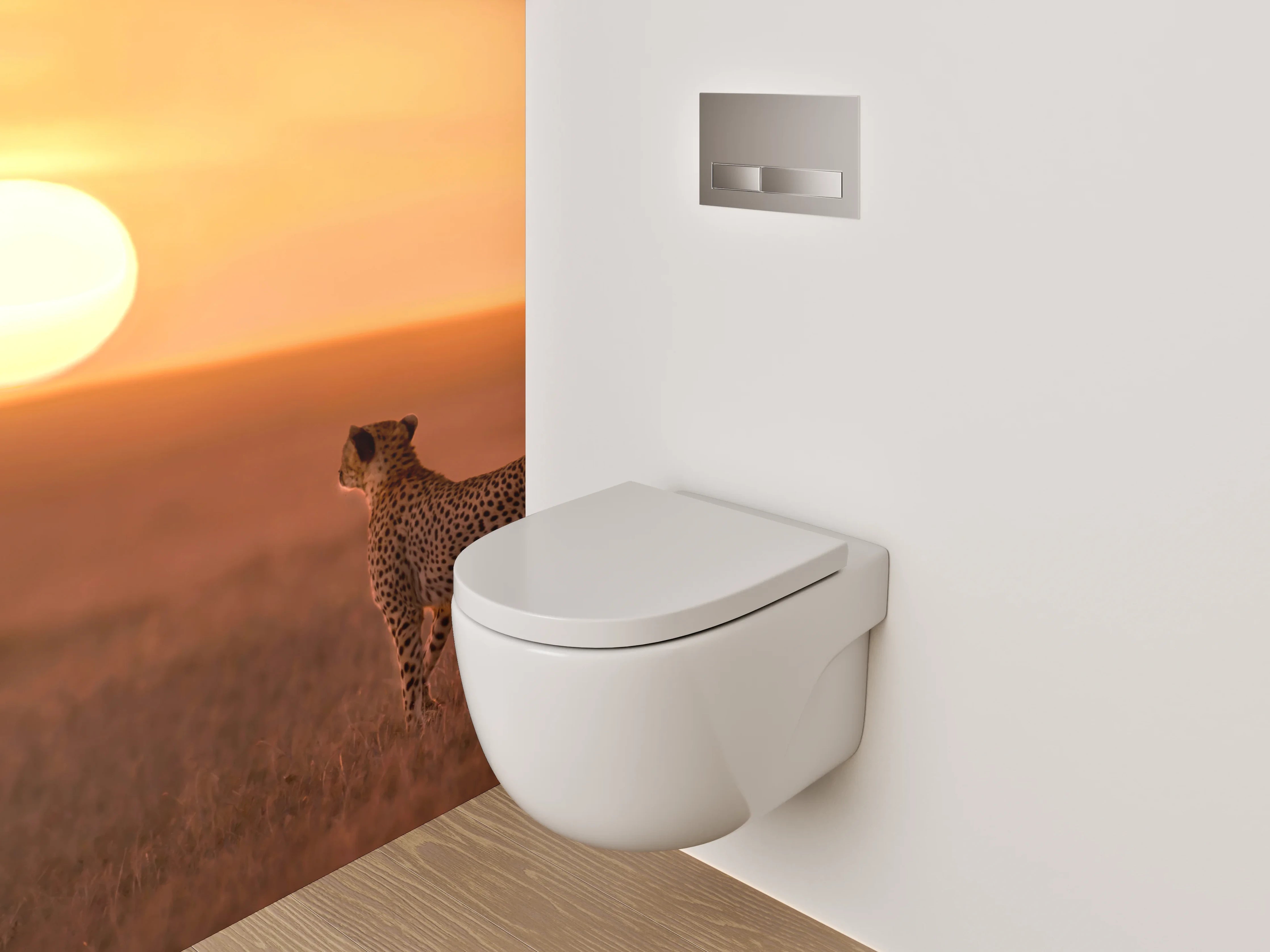 WC-Rückwand - Gepard in Savanne bei Sonnenuntergang