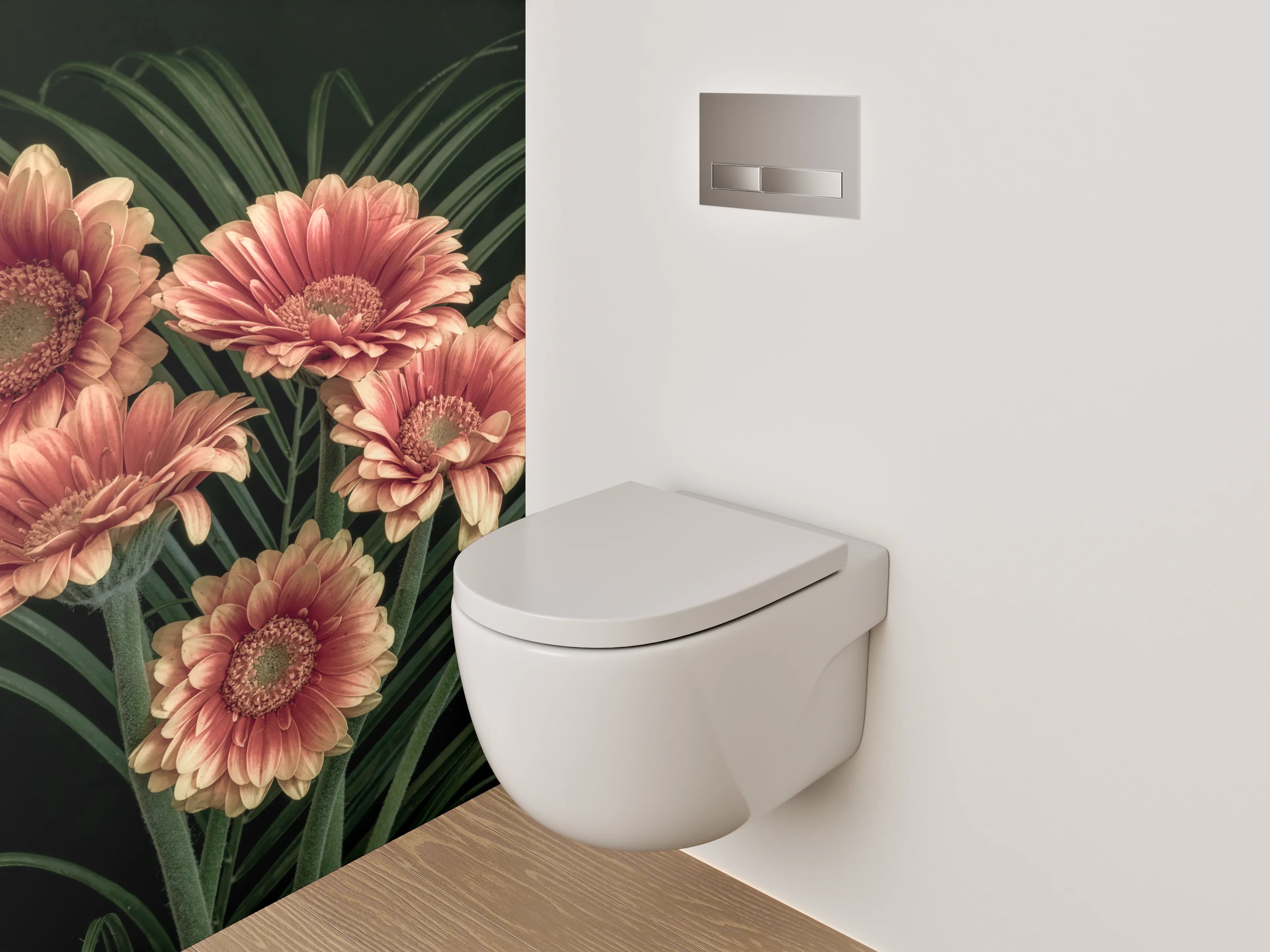 WC-Rückwand - Gerbera Blumen auf dunklem Hintergrund