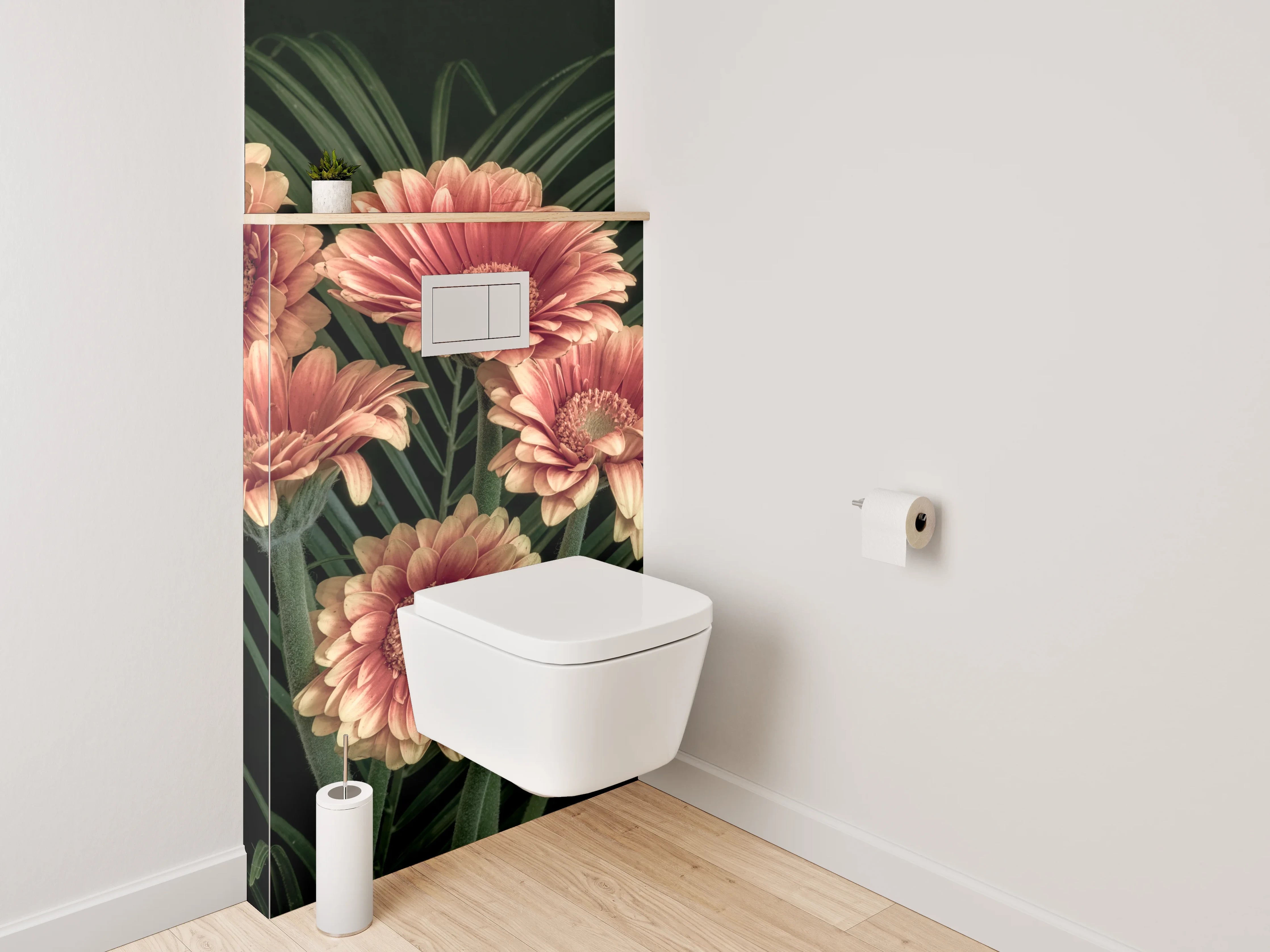 WC-Rückwand - Gerbera Blumen auf dunklem Hintergrund
