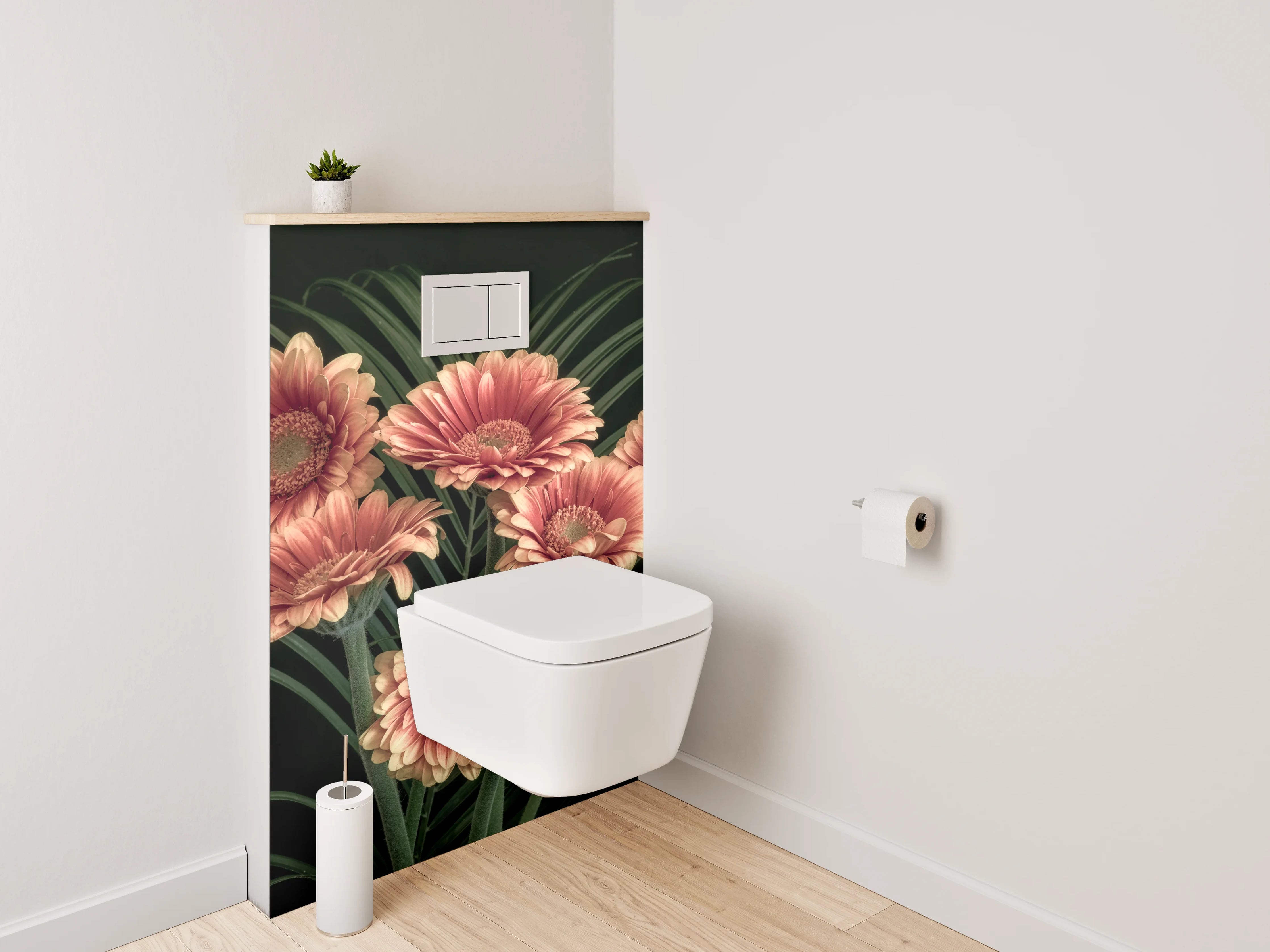 WC-Rückwand - Gerbera Blumen auf dunklem Hintergrund