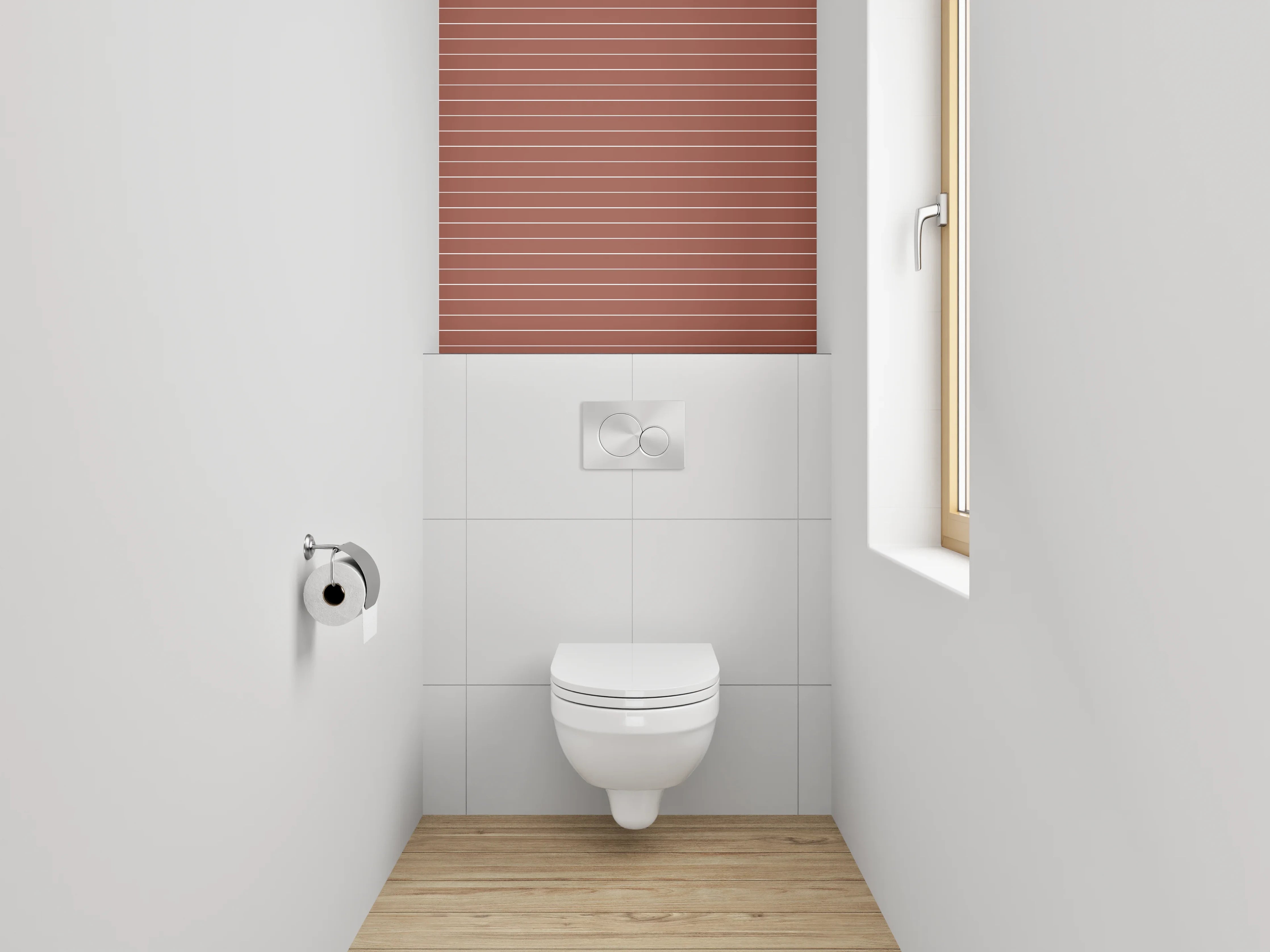 WC-Rückwand - Gestreiftes Retro-Muster in Terrakotta-Rot