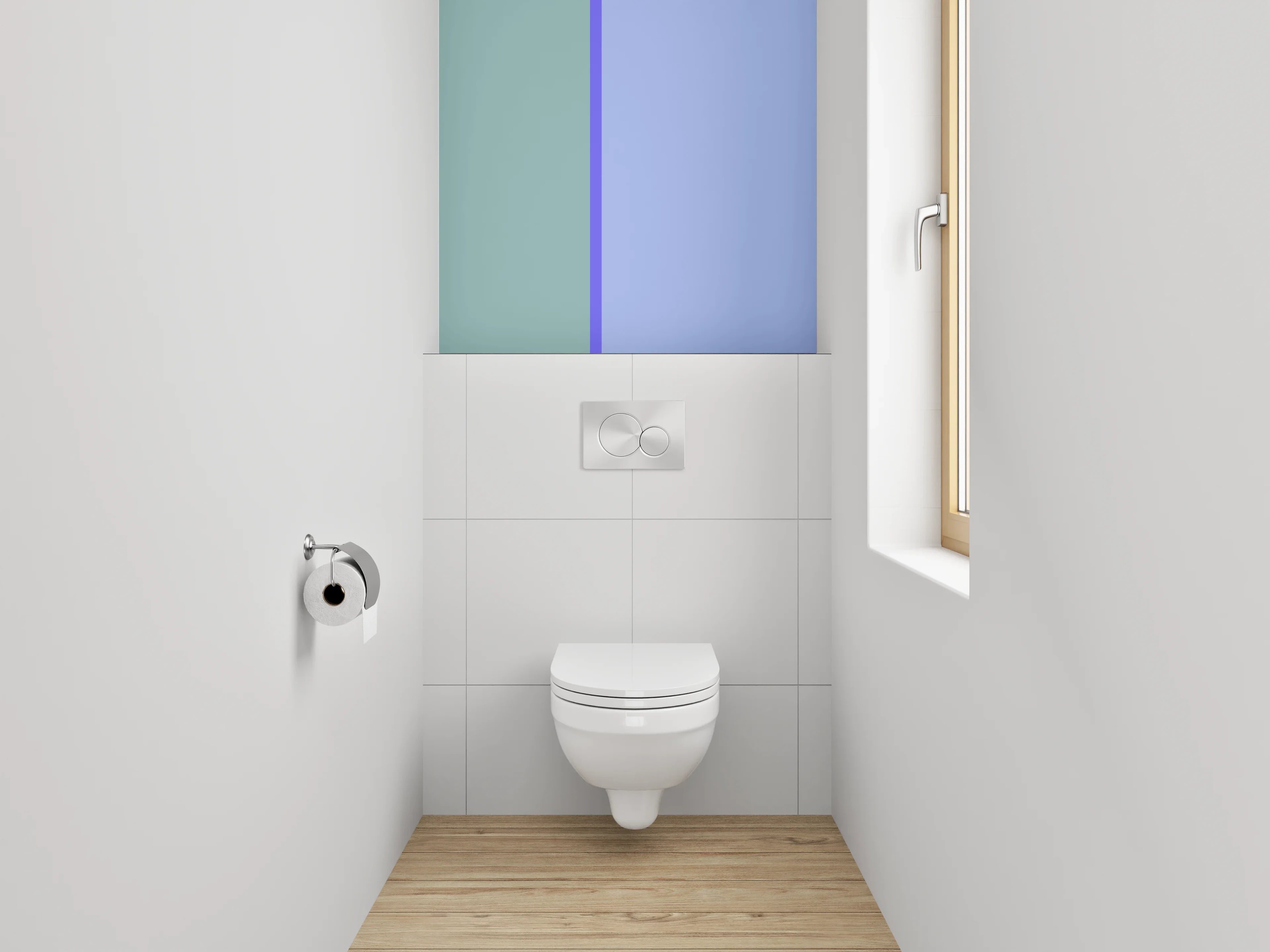 WC-Rückwand - Geteilte Pastellwand Blau und Grün