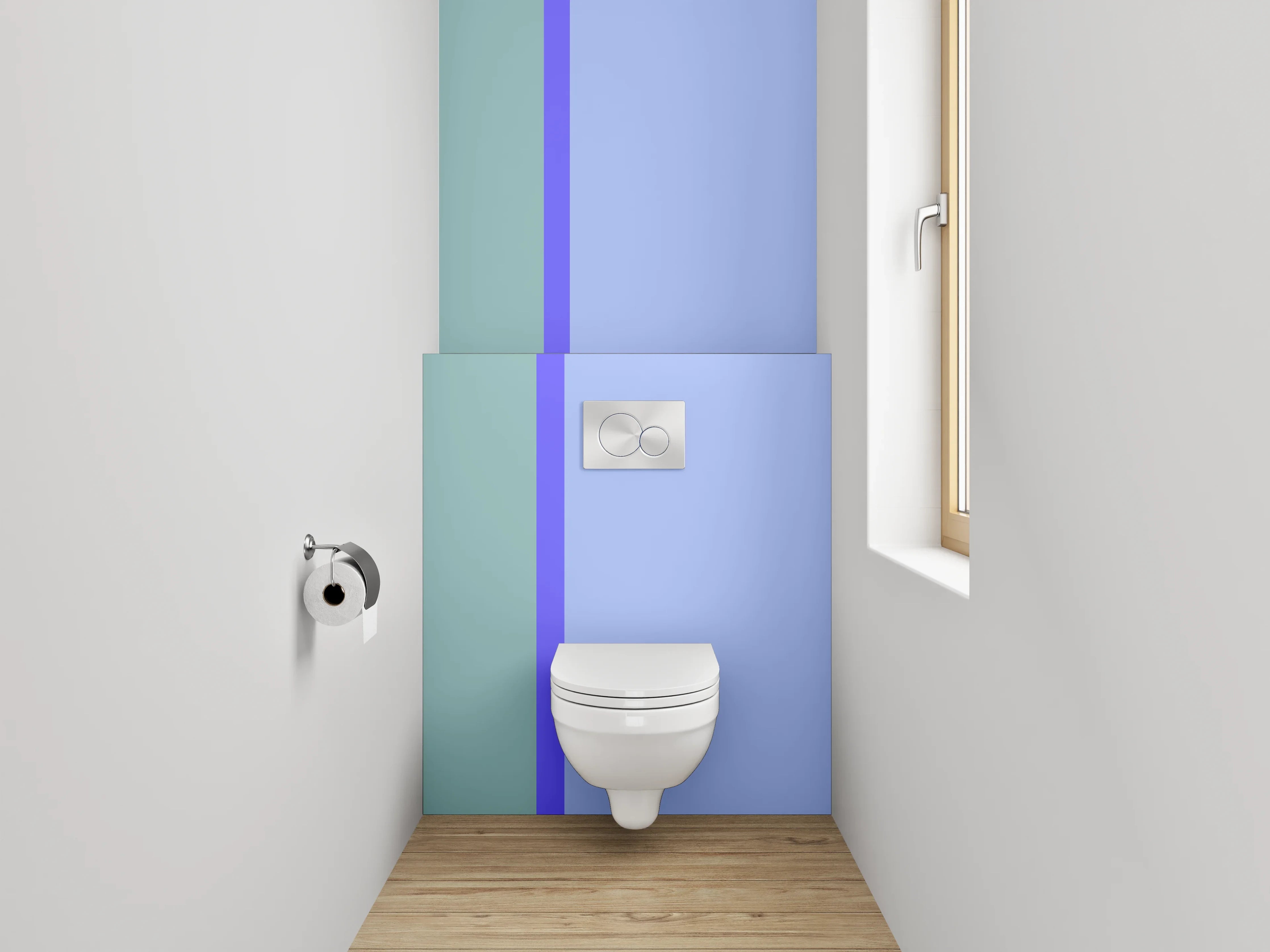 WC-Rückwand - Geteilte Pastellwand Blau und Grün