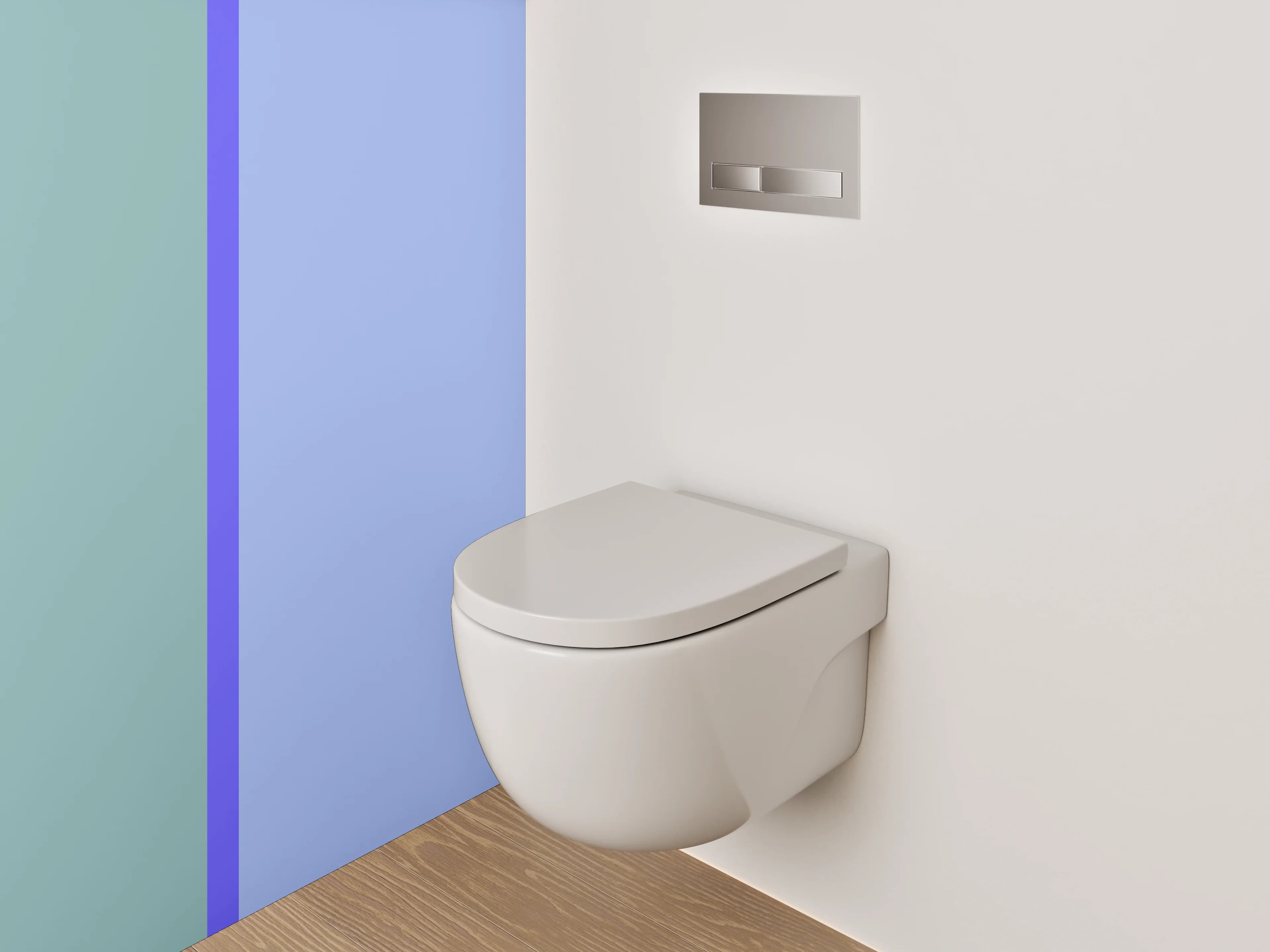 WC-Rückwand - Geteilte Pastellwand Blau und Grün