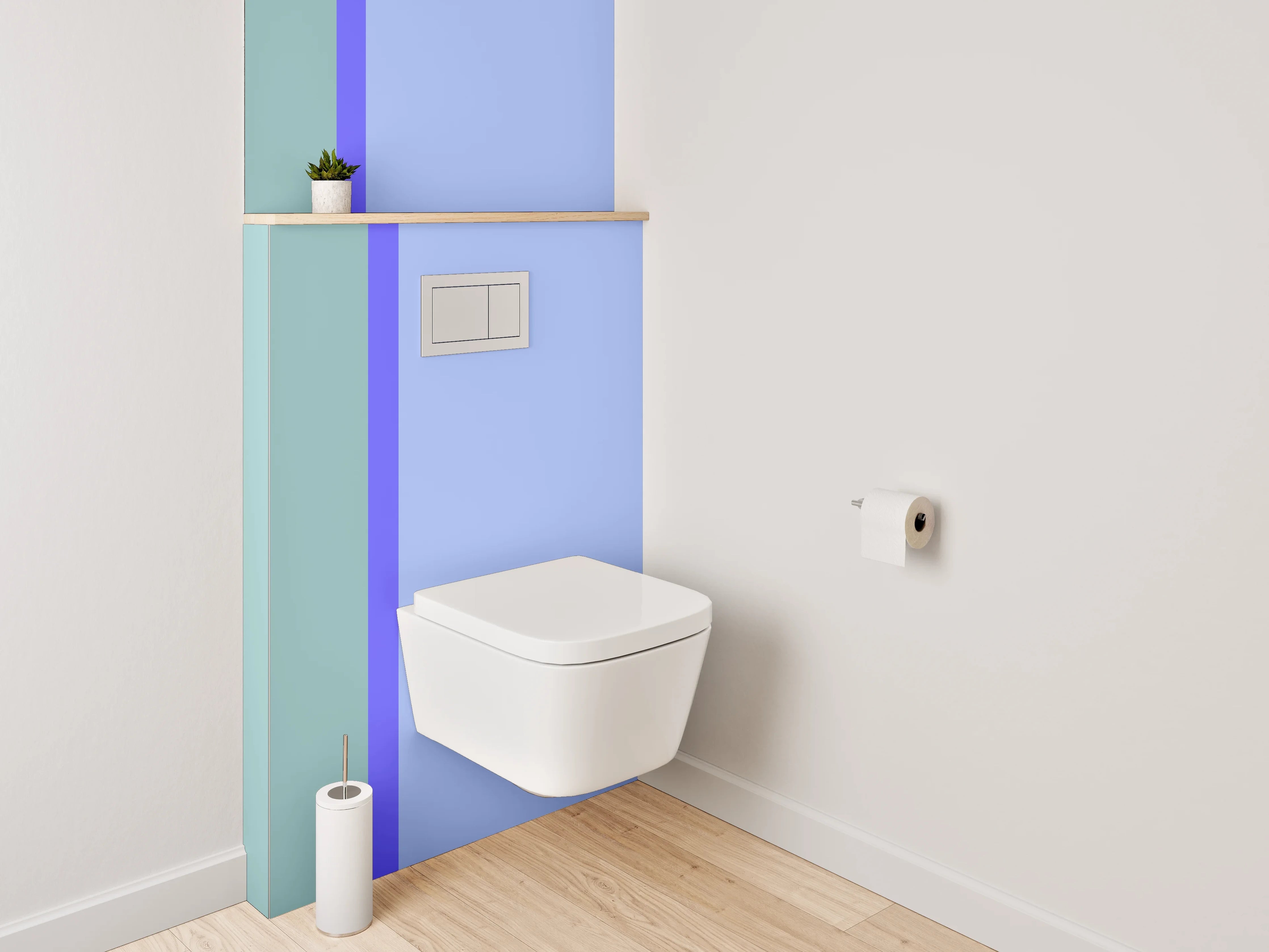 WC-Rückwand - Geteilte Pastellwand Blau und Grün
