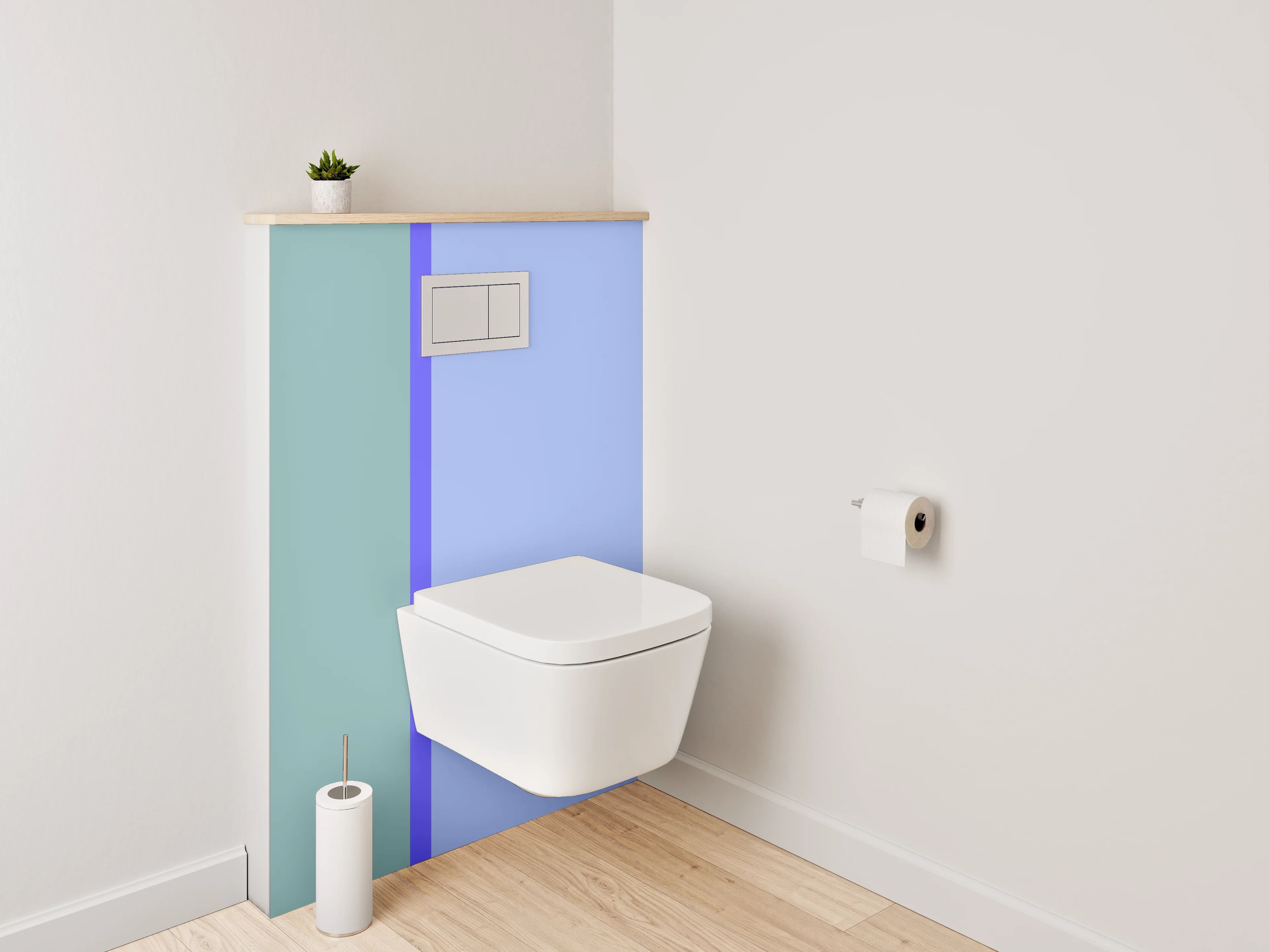 WC-Rückwand - Geteilte Pastellwand Blau und Grün