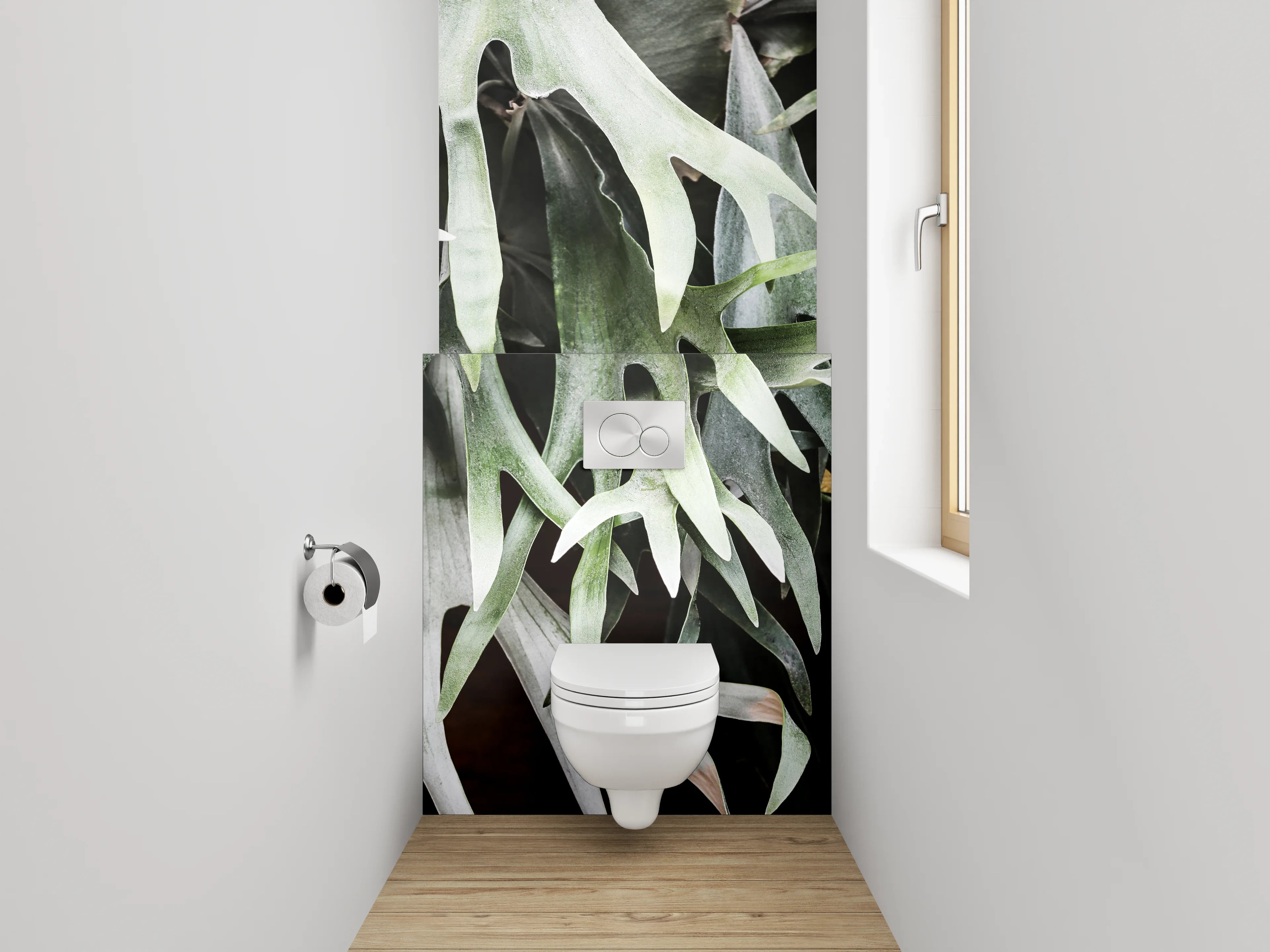 WC-Rückwand - Geweihfarn Naturfoto grün weiß