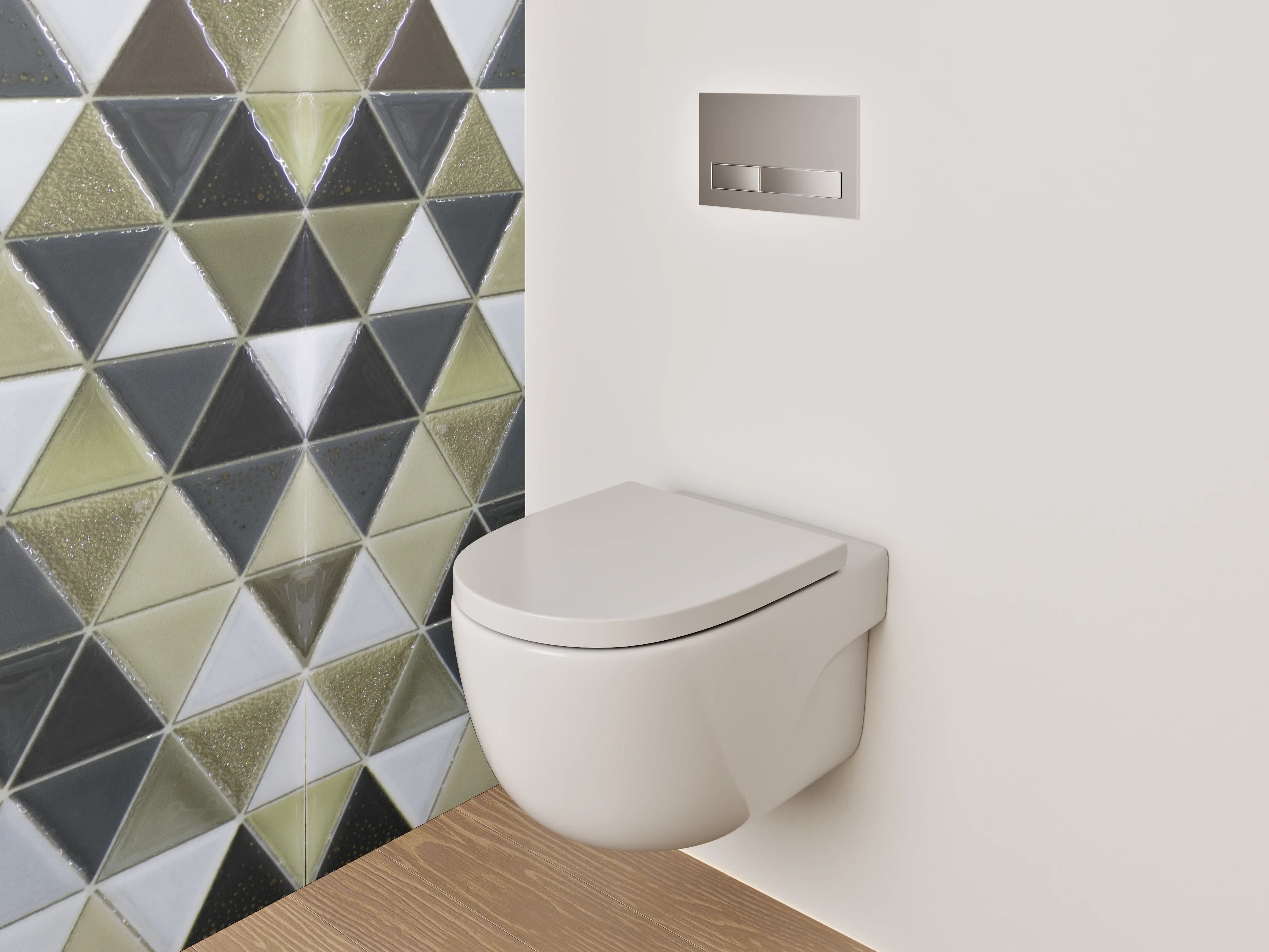 WC-Rückwand - Gold-Schwarz Mosaik Dreiecke Fliesen