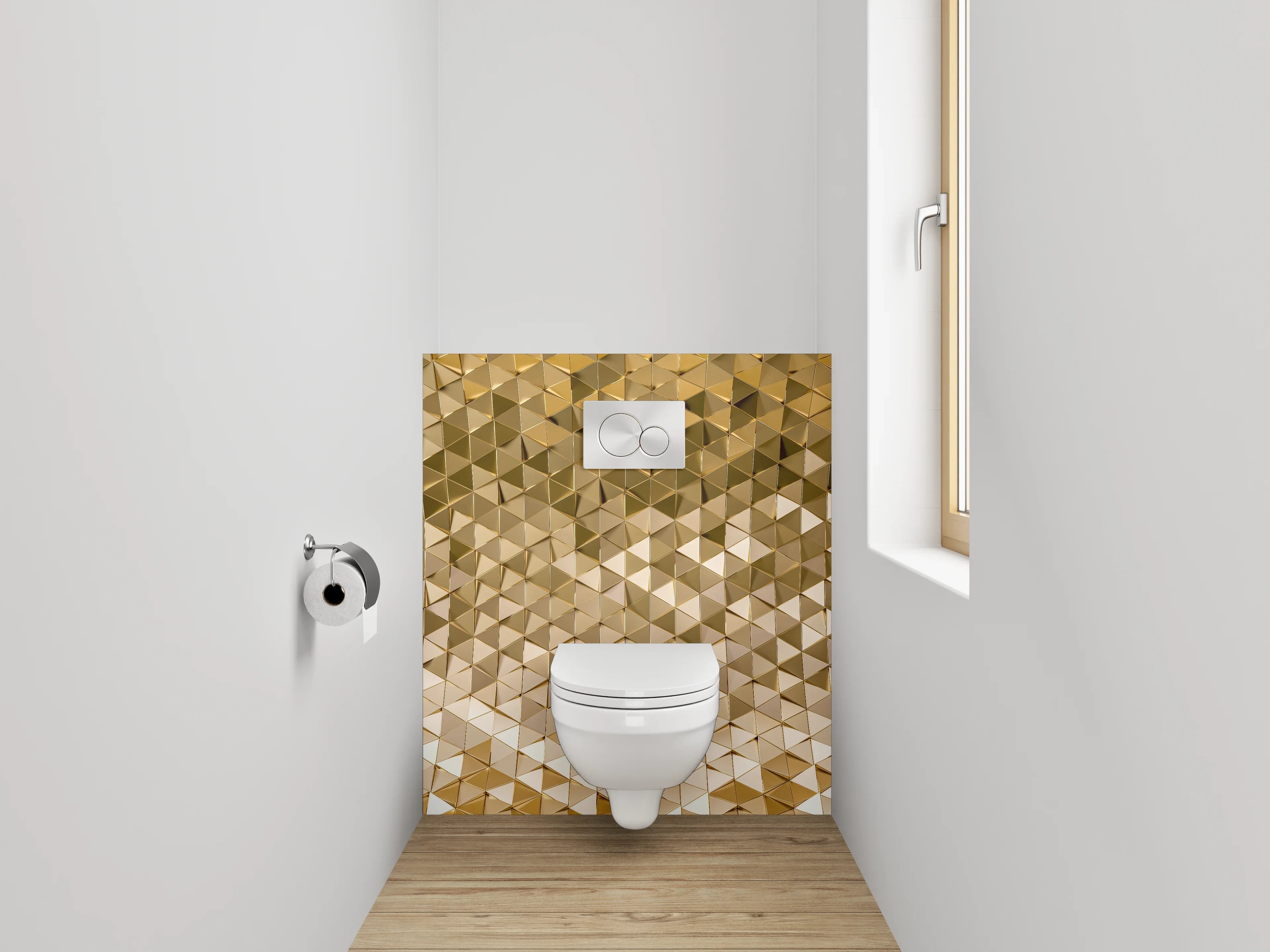 WC-Rückwand - Goldene 3D-Mosaikstruktur Muster