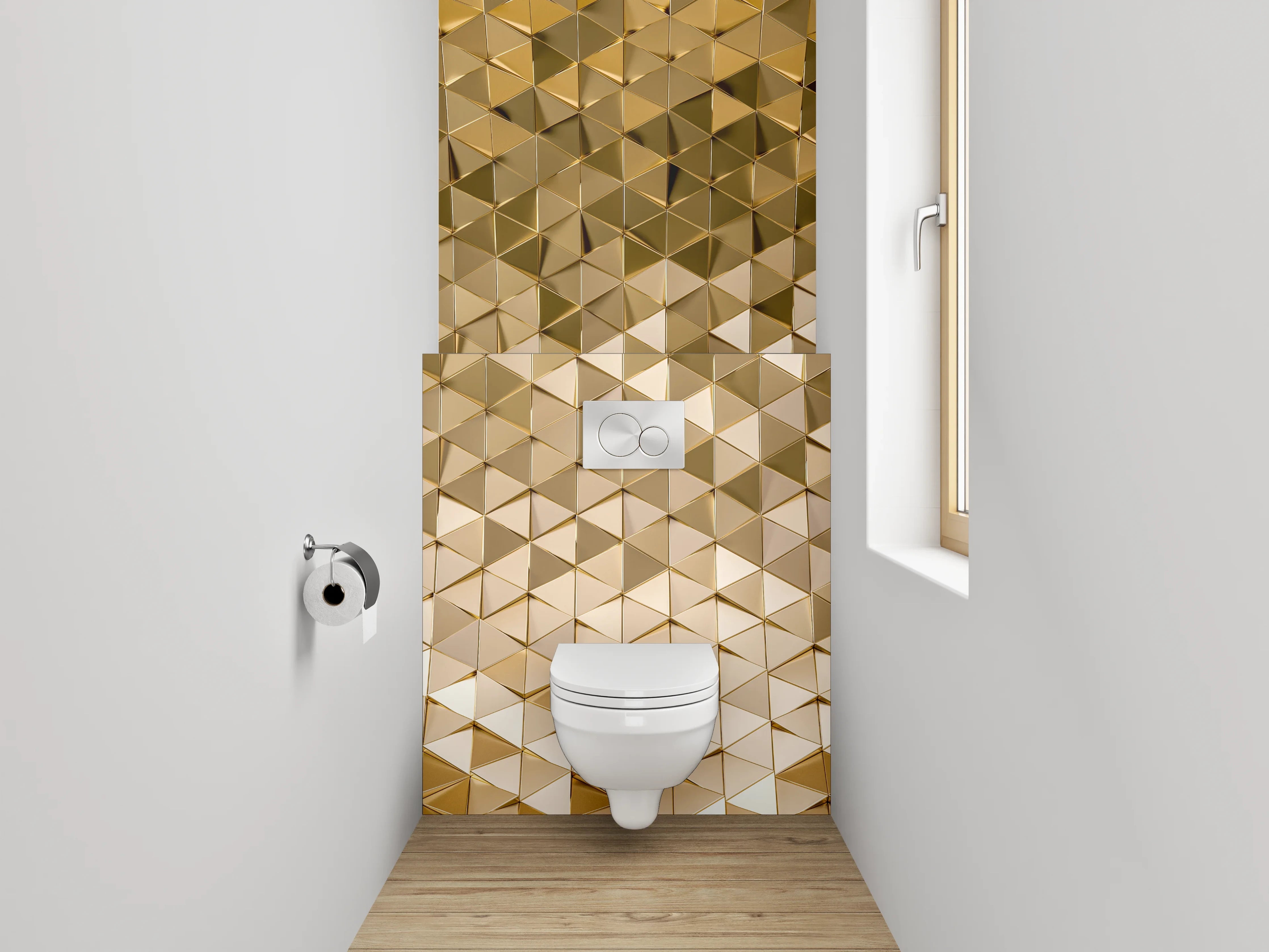 WC-Rückwand - Goldene 3D-Mosaikstruktur Muster