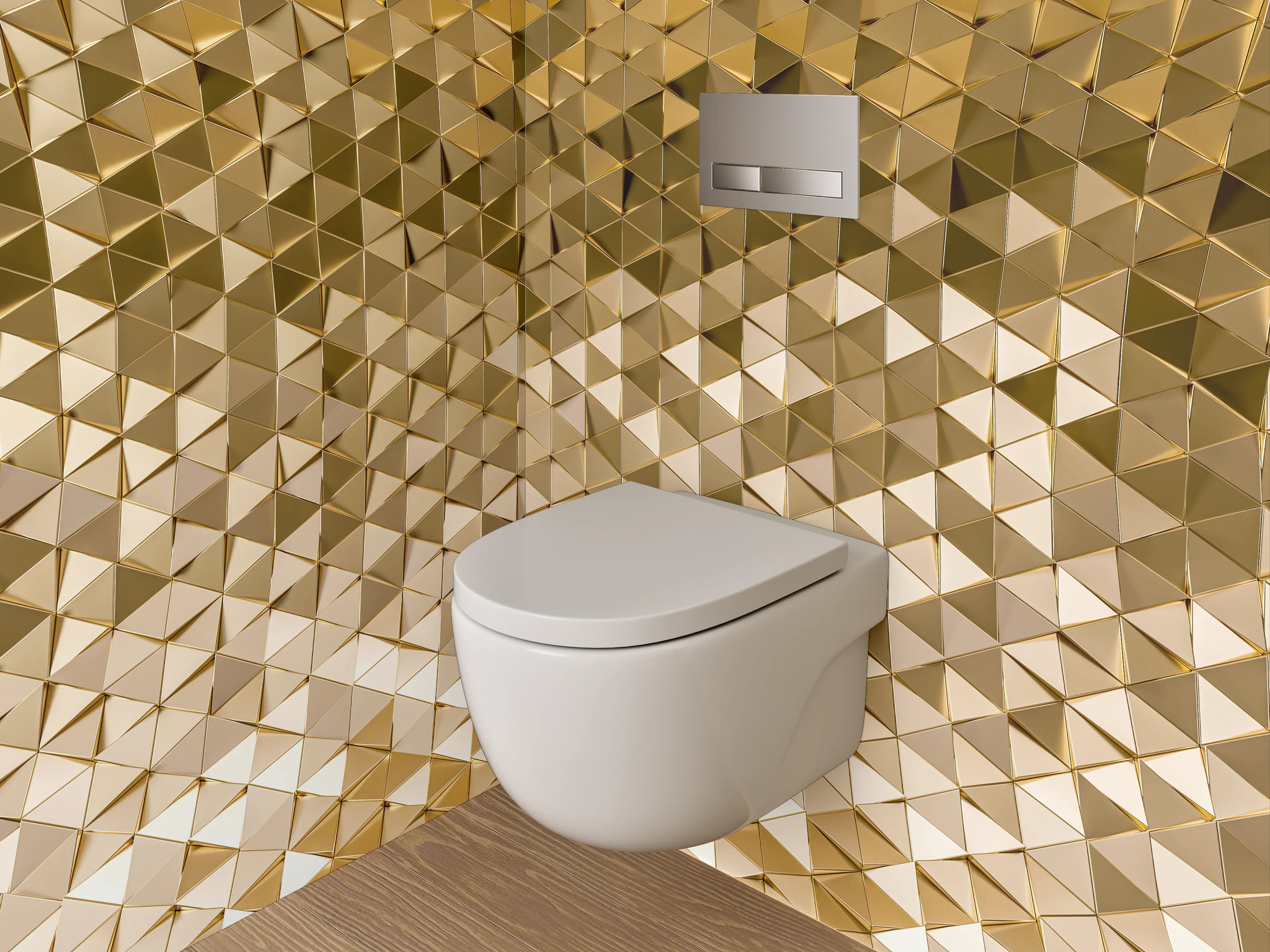 WC-Rückwand - Goldene 3D-Mosaikstruktur Muster