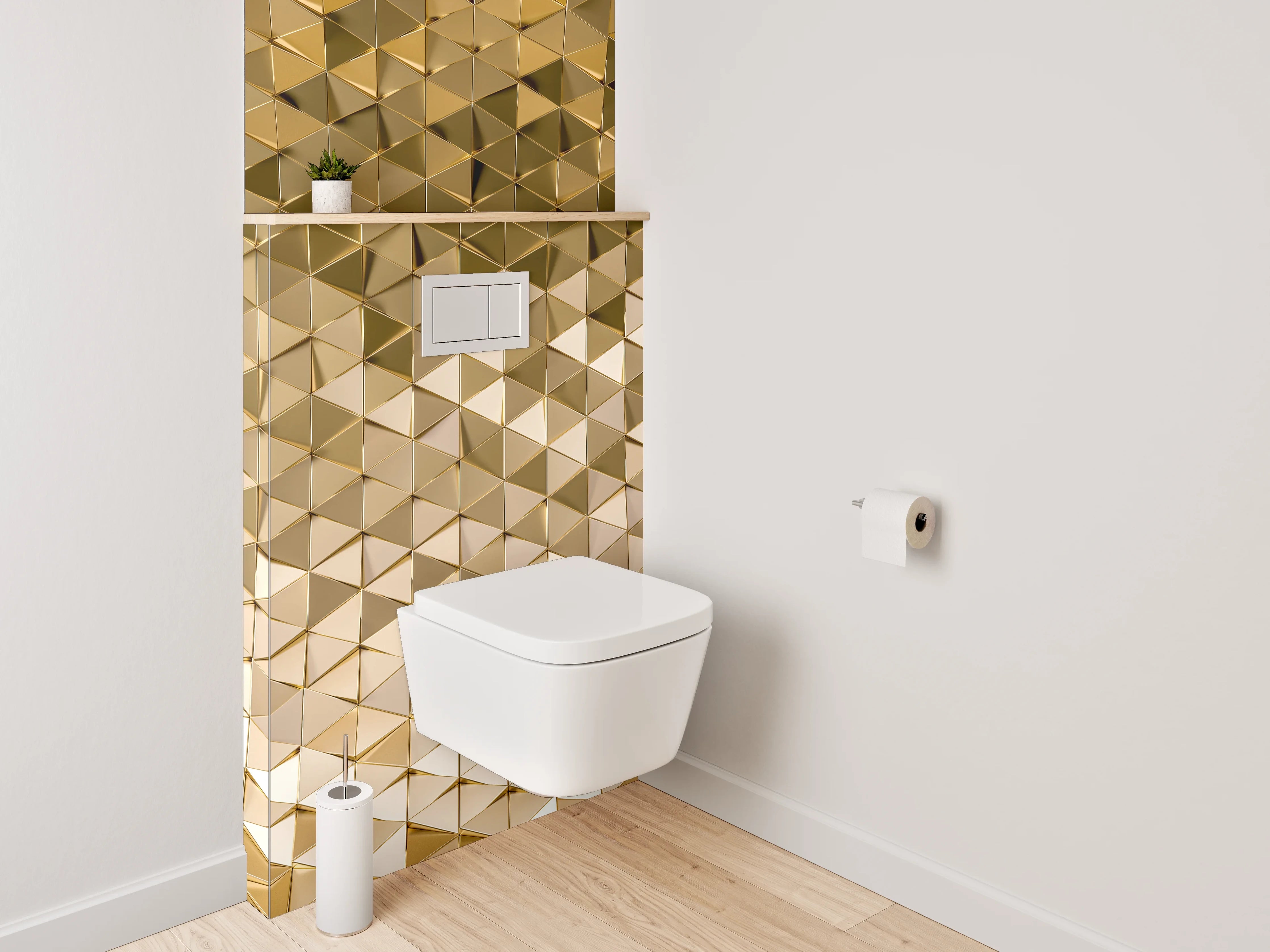WC-Rückwand - Goldene 3D-Mosaikstruktur Muster