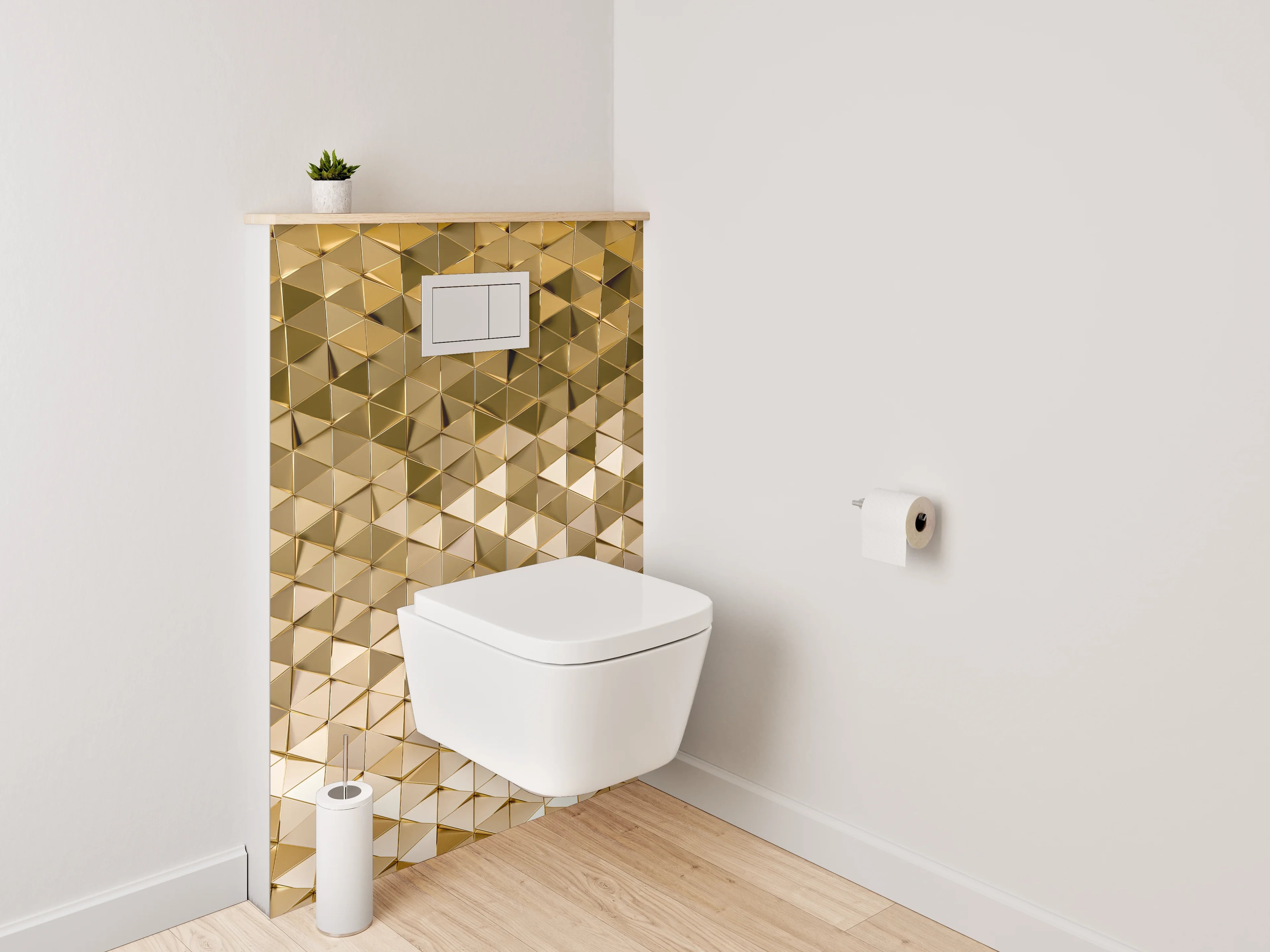 WC-Rückwand - Goldene 3D-Mosaikstruktur Muster