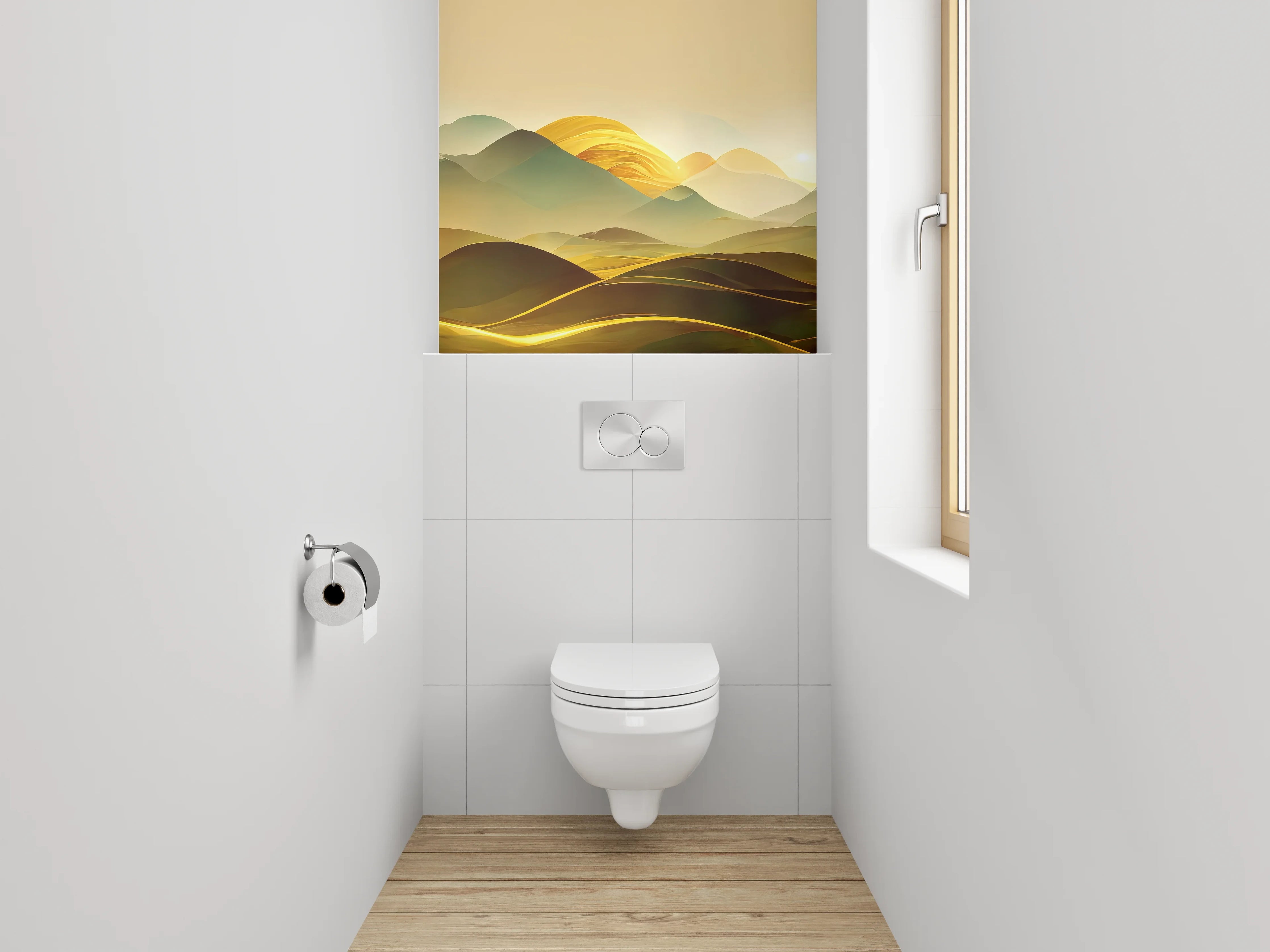 WC-Rückwand - Goldene Abstrakte Landschaft