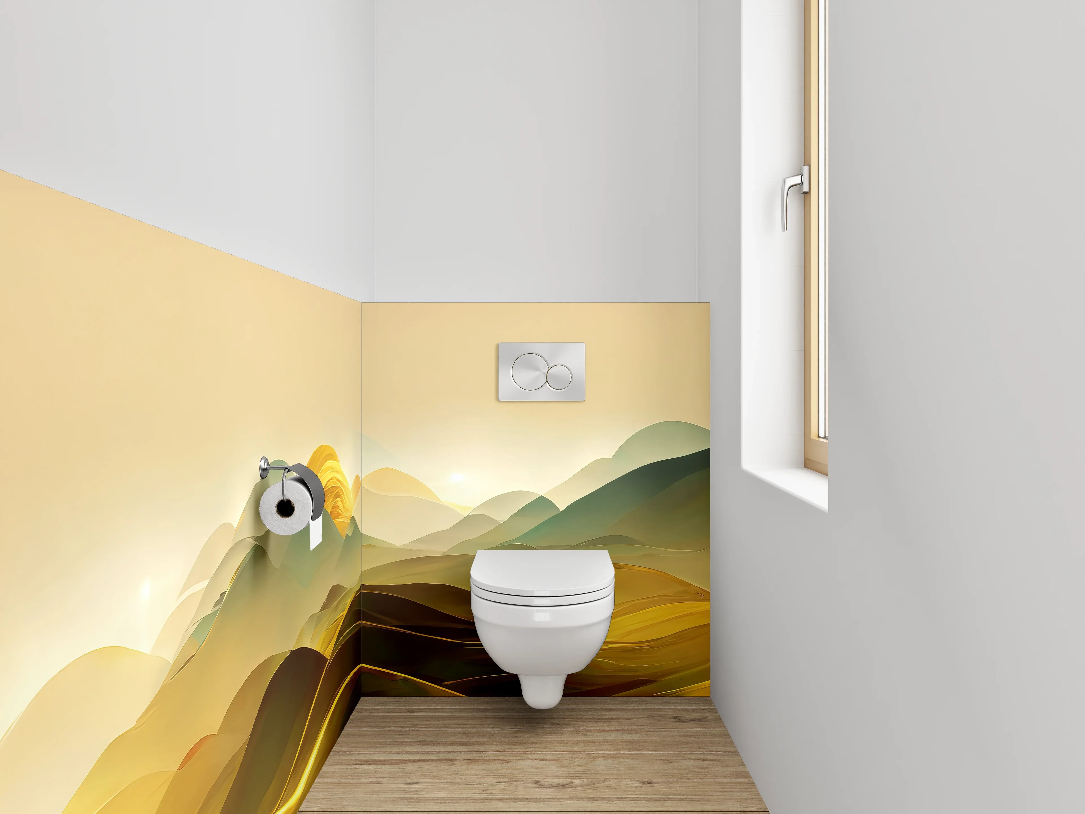 WC-Rückwand - Goldene Abstrakte Landschaft