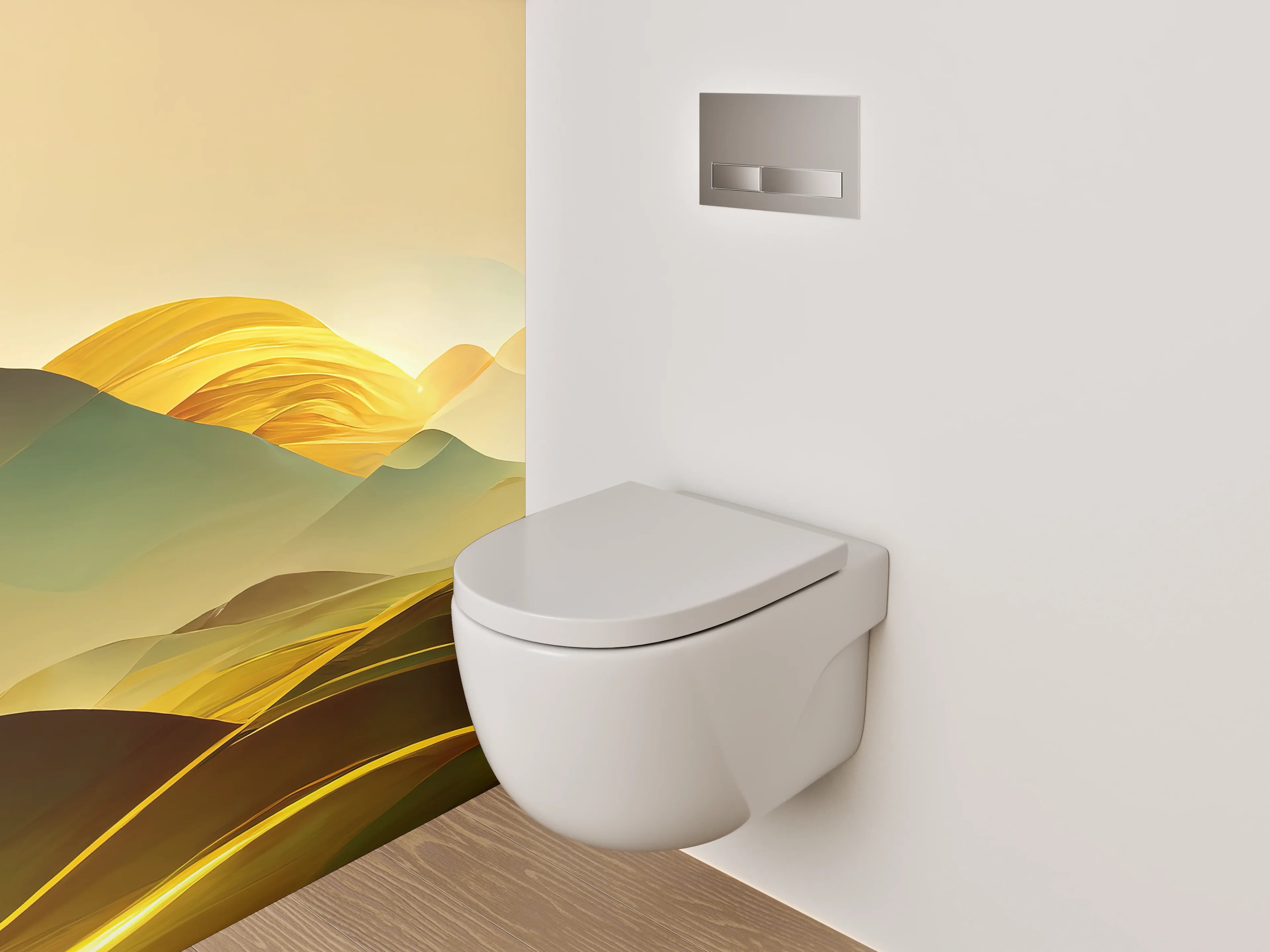 WC-Rückwand - Goldene Abstrakte Landschaft