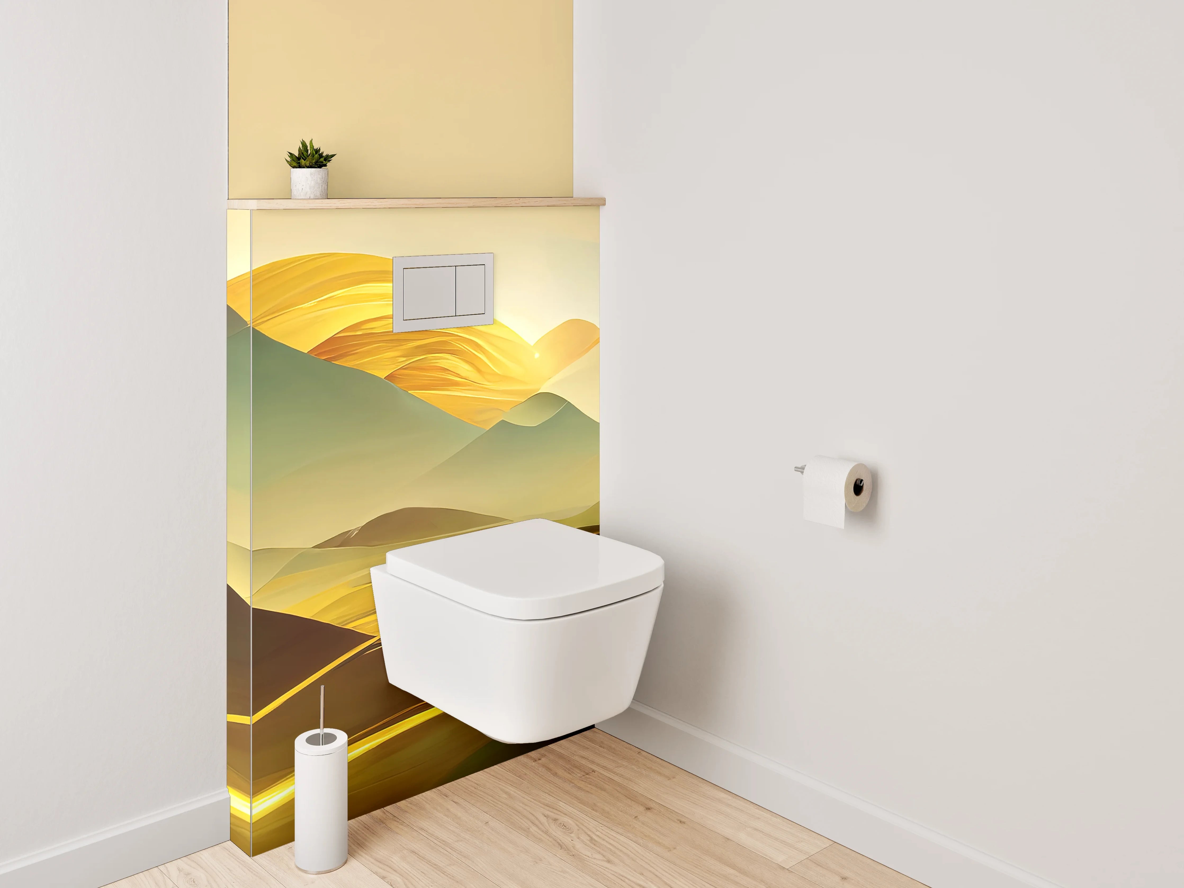 WC-Rückwand - Goldene Abstrakte Landschaft