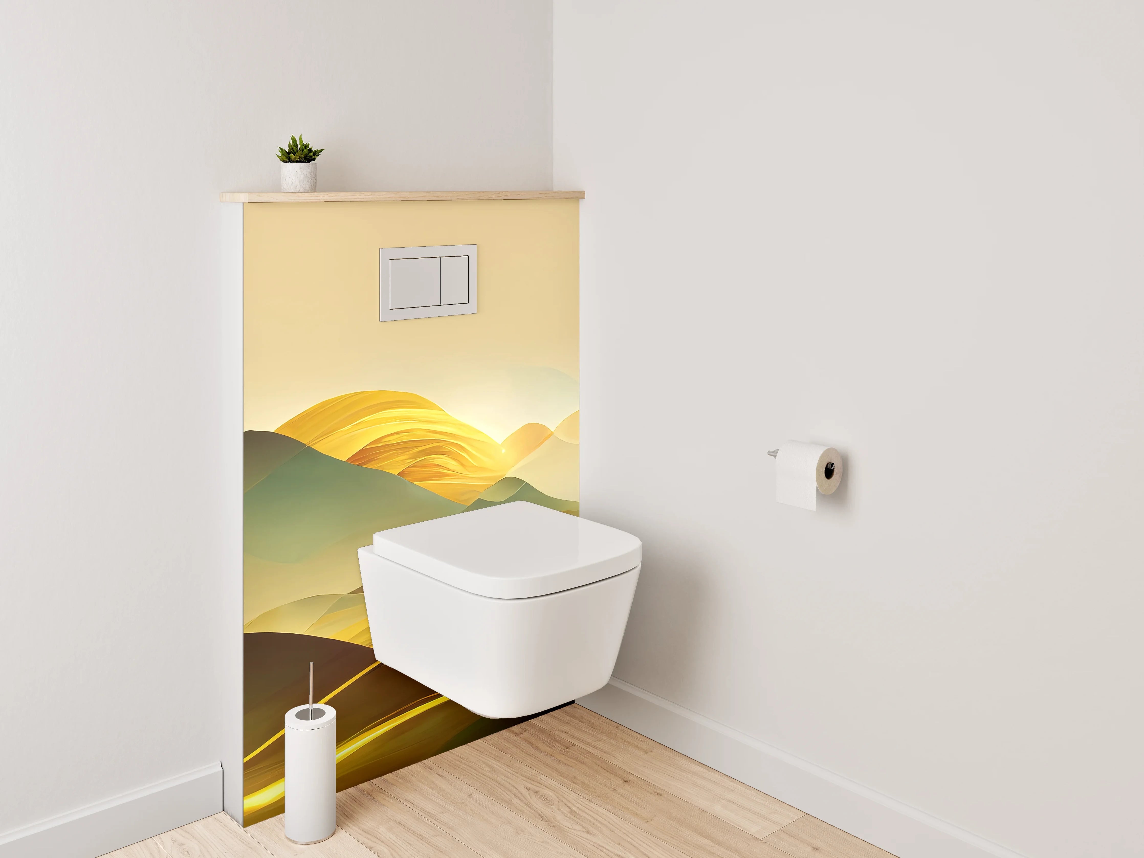 WC-Rückwand - Goldene Abstrakte Landschaft