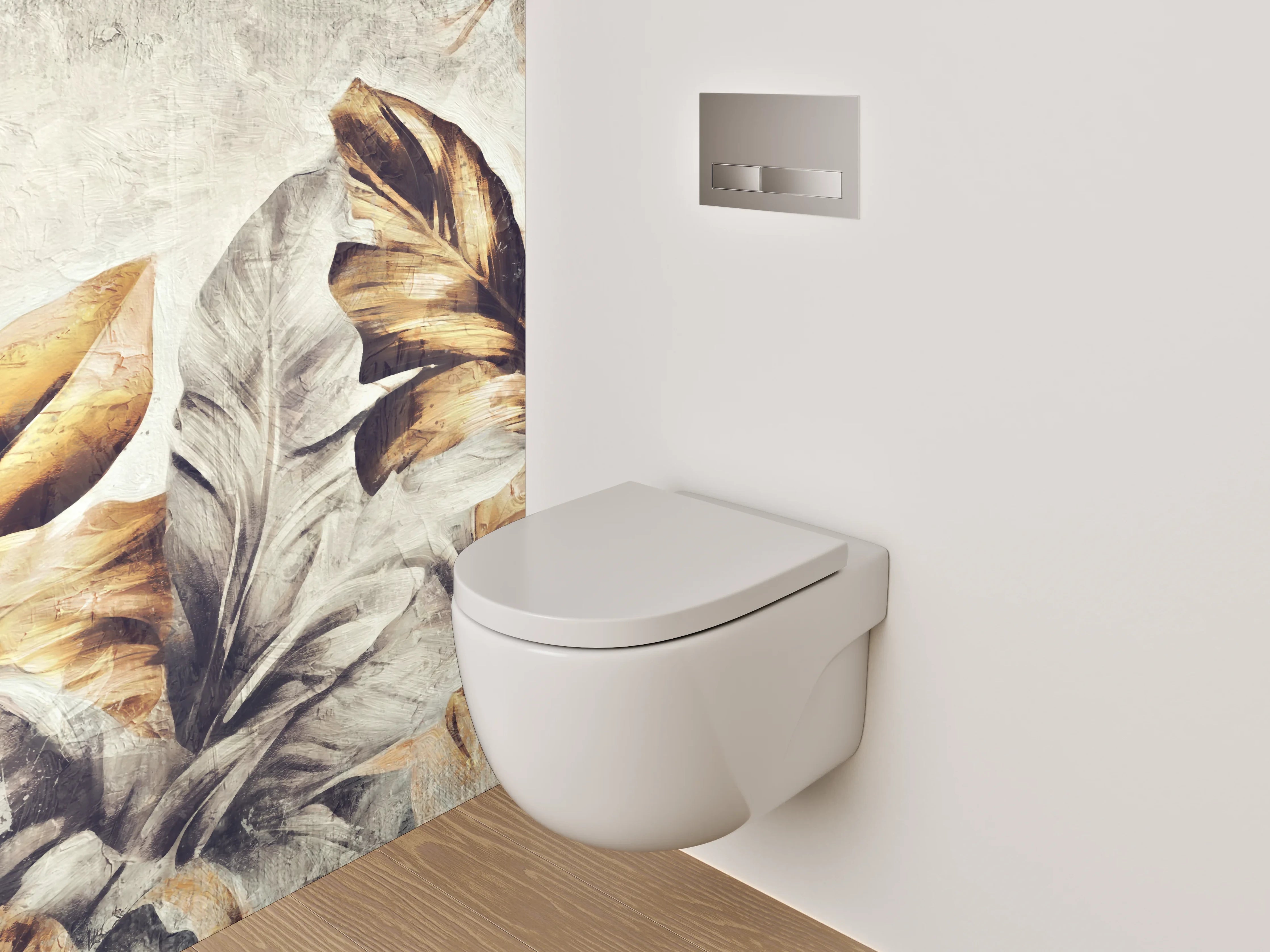 WC-Rückwand - Goldene Blätter Kunst Aquarell