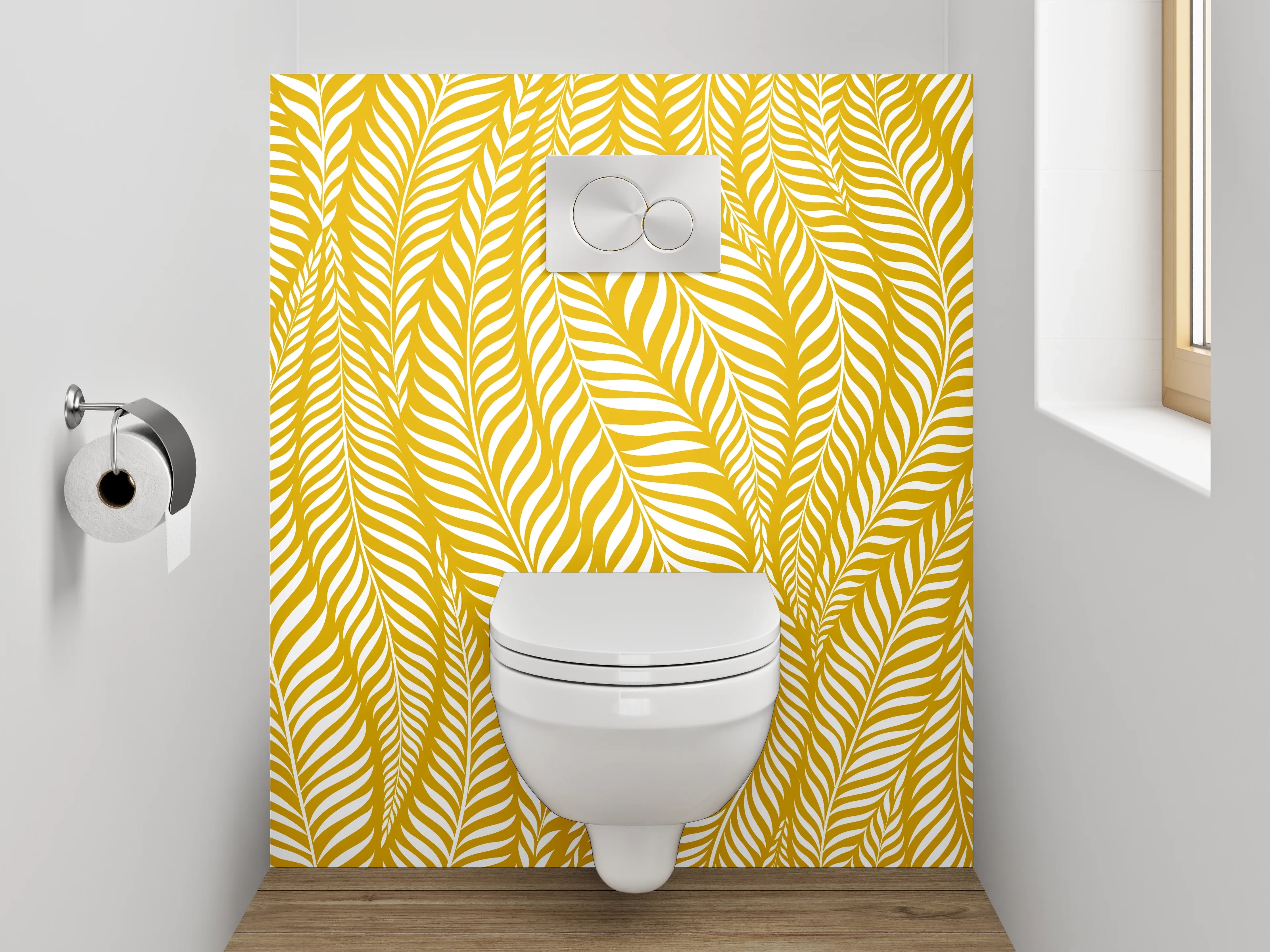 WC-Rückwand - Goldene Blätter Struktur Muster