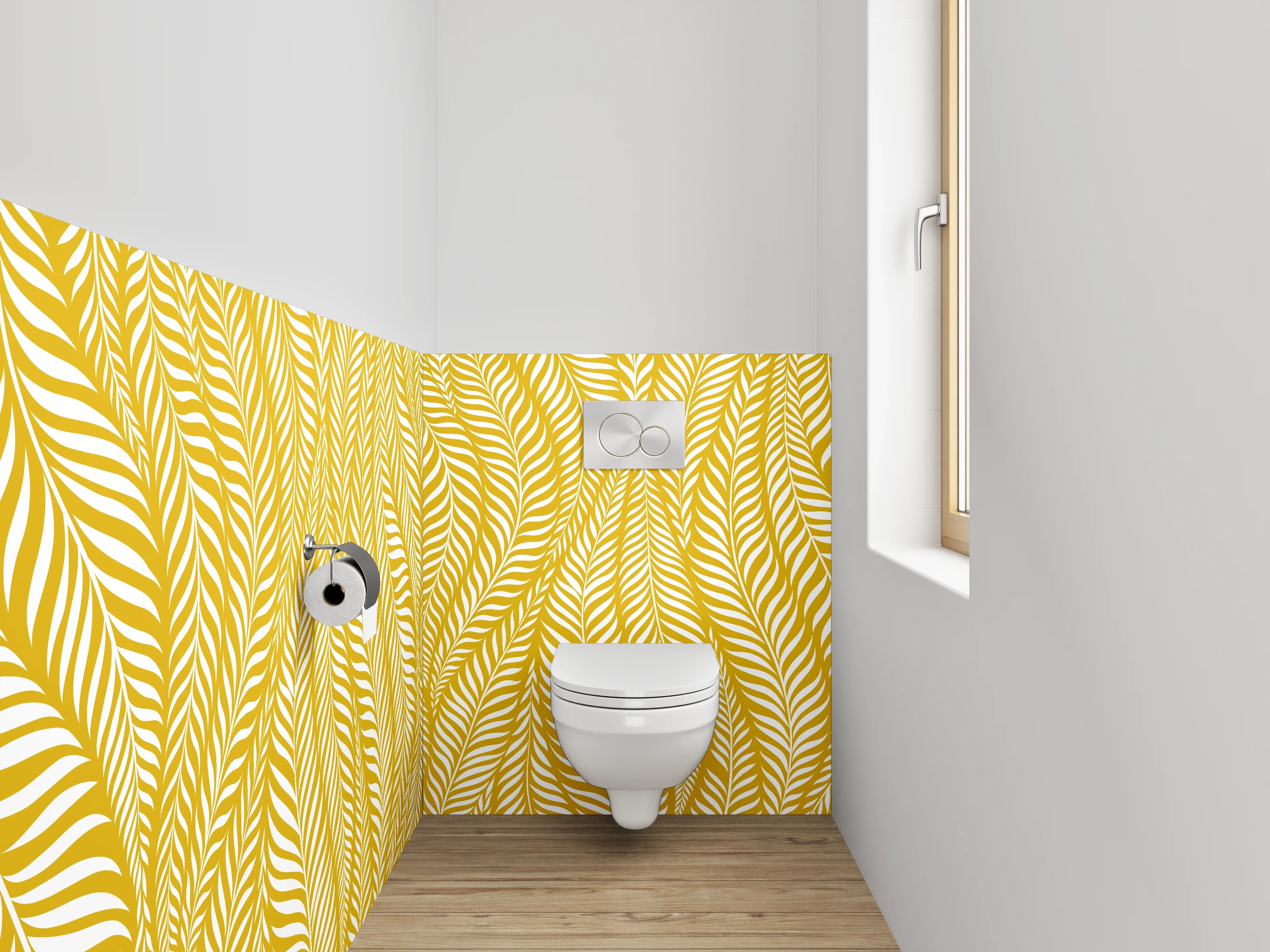 WC-Rückwand - Goldene Blätter Struktur Muster