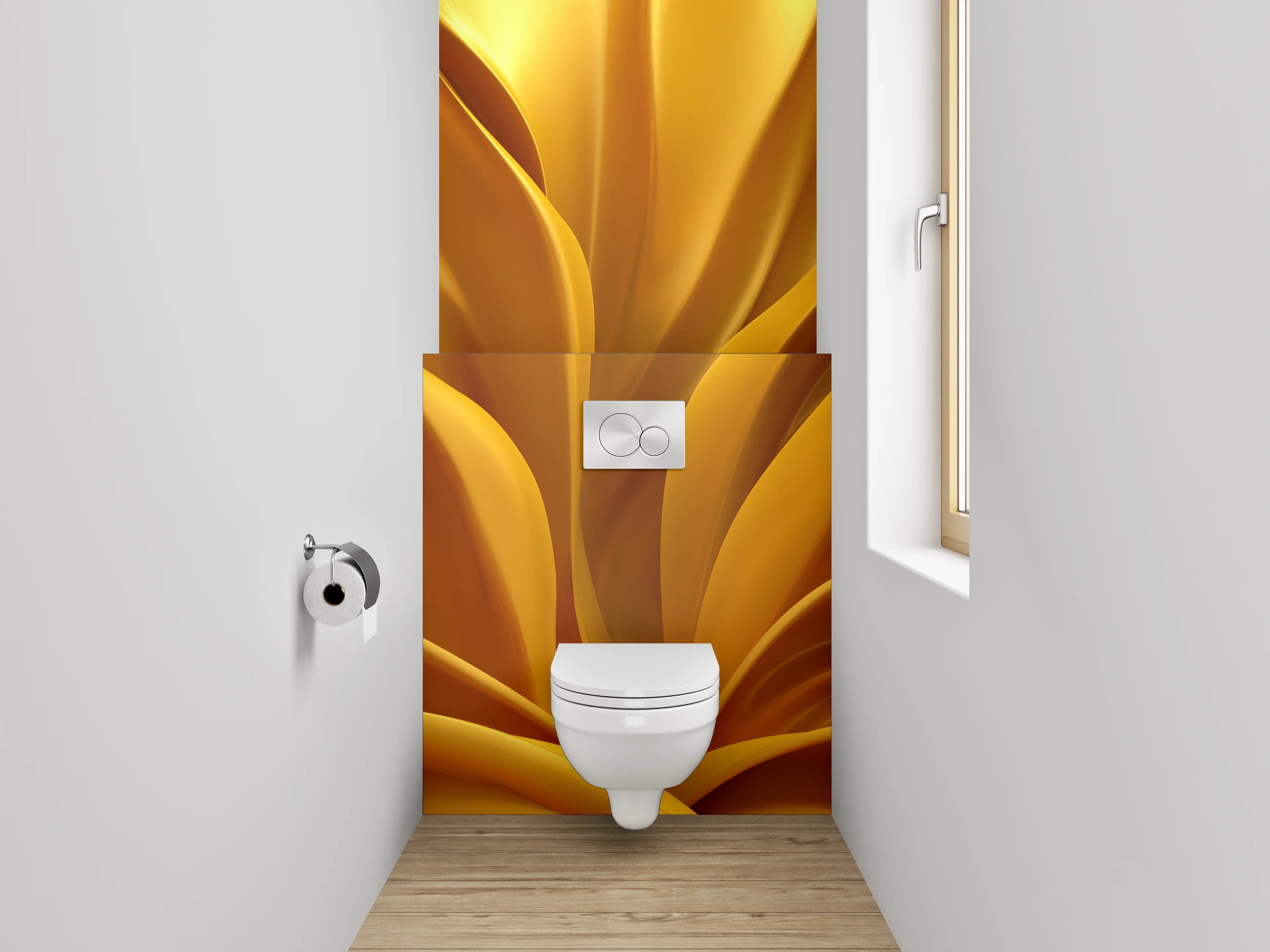 WC-Rückwand - Goldene Blütenblätter Nahaufnahme