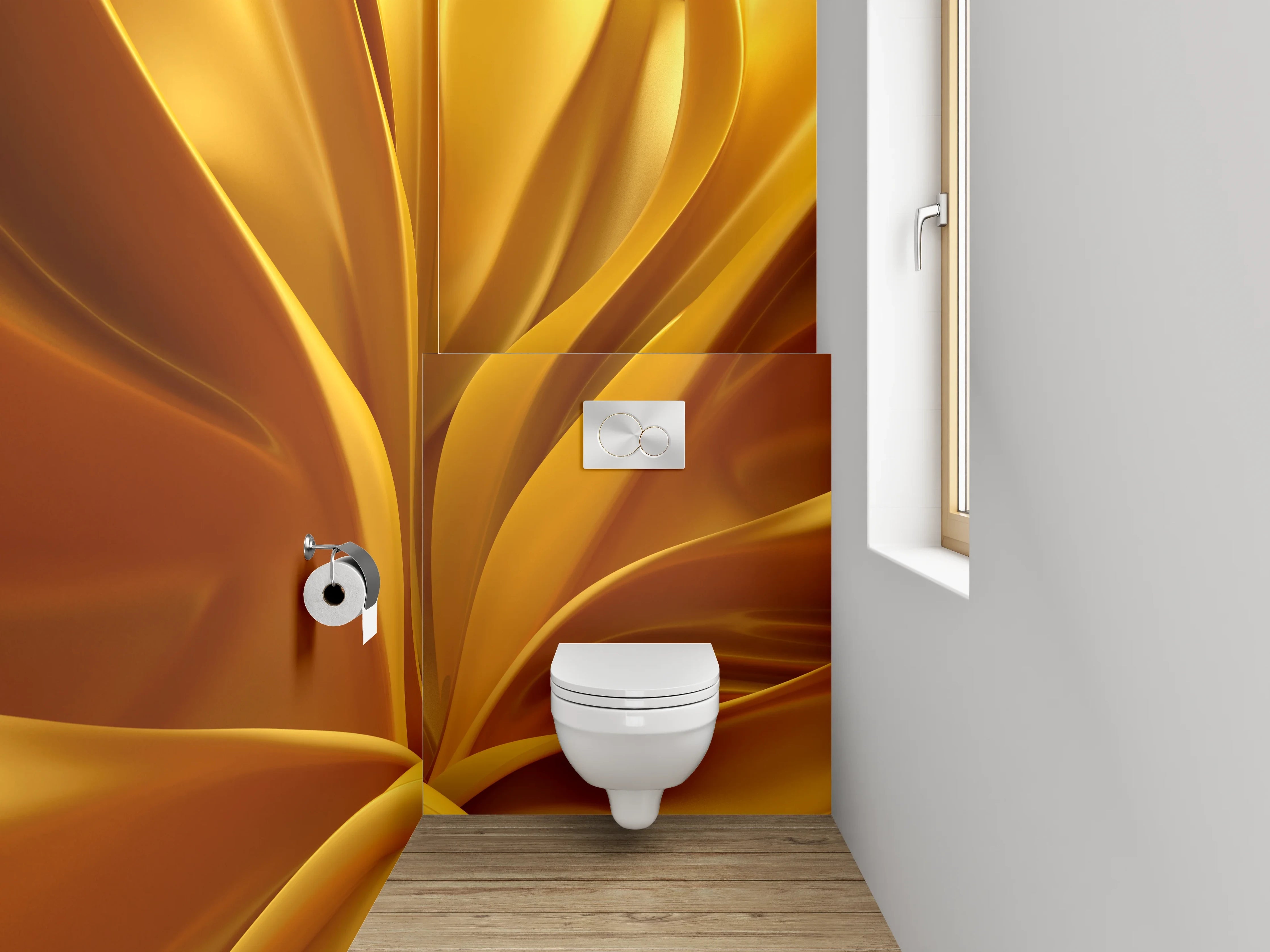 WC-Rückwand - Goldene Blütenblätter Nahaufnahme