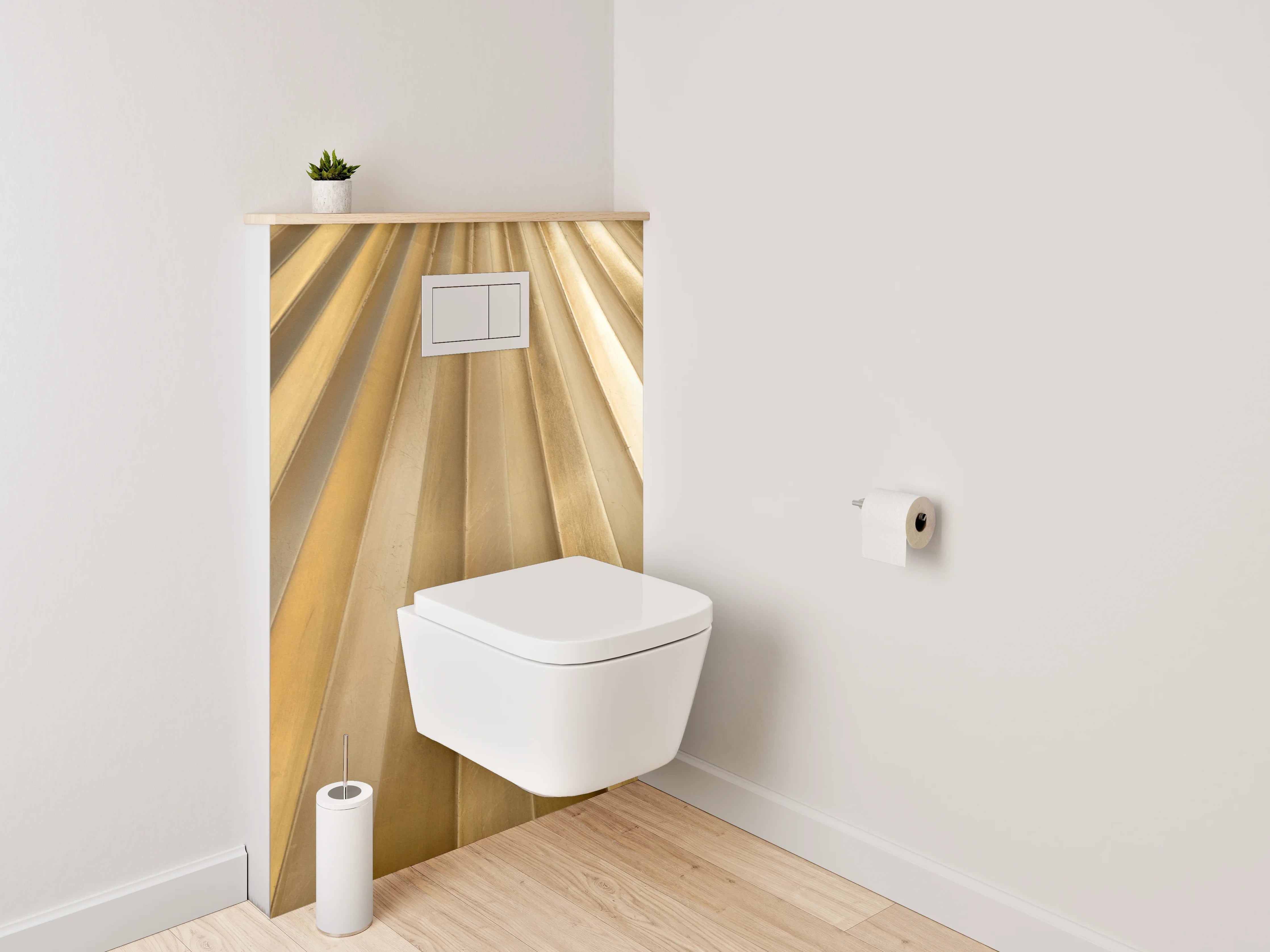 WC-Rückwand - Goldene Fächerstruktur Metallic