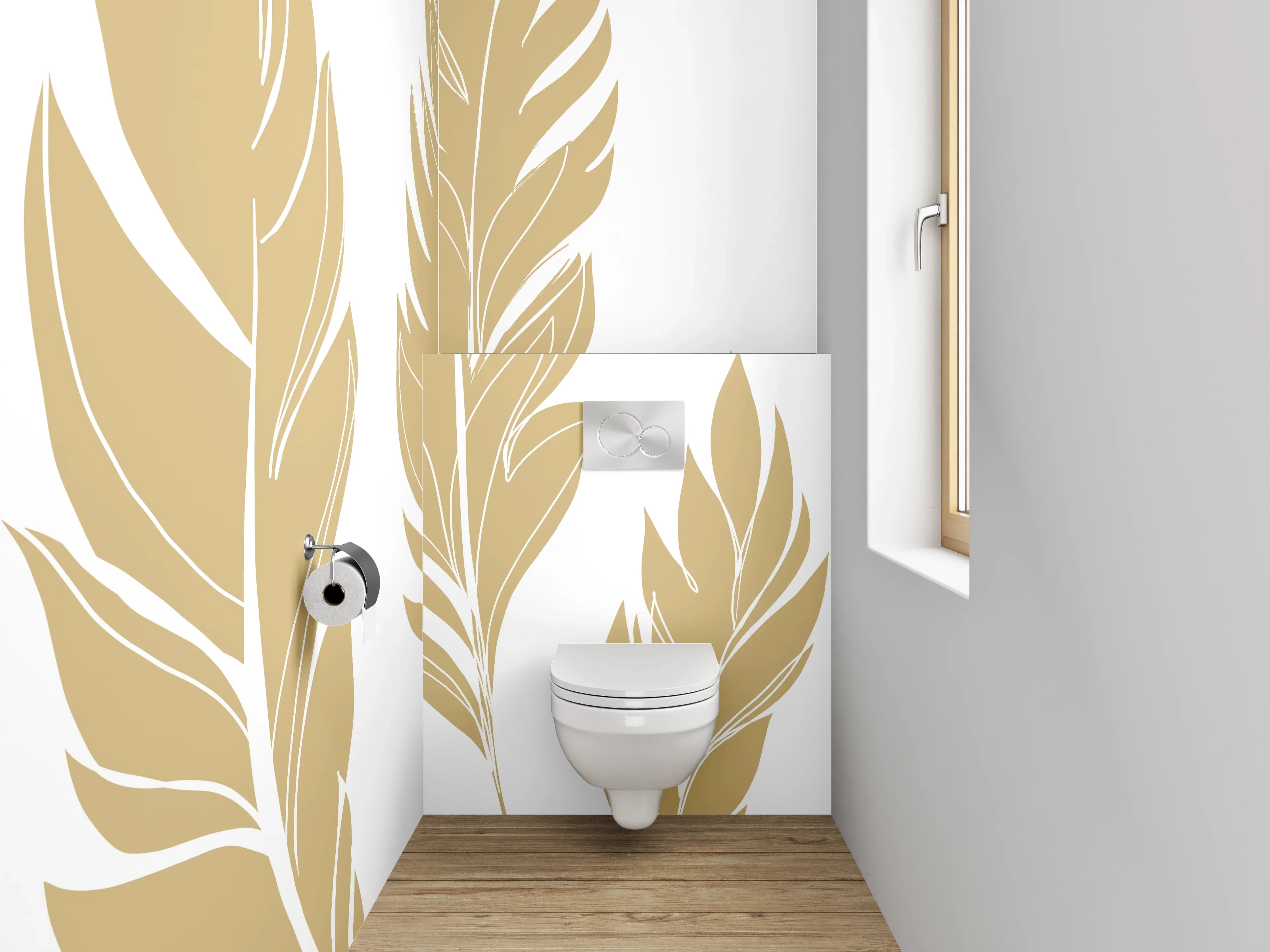 WC-Rückwand - Goldene Federn Illustration – Elegant