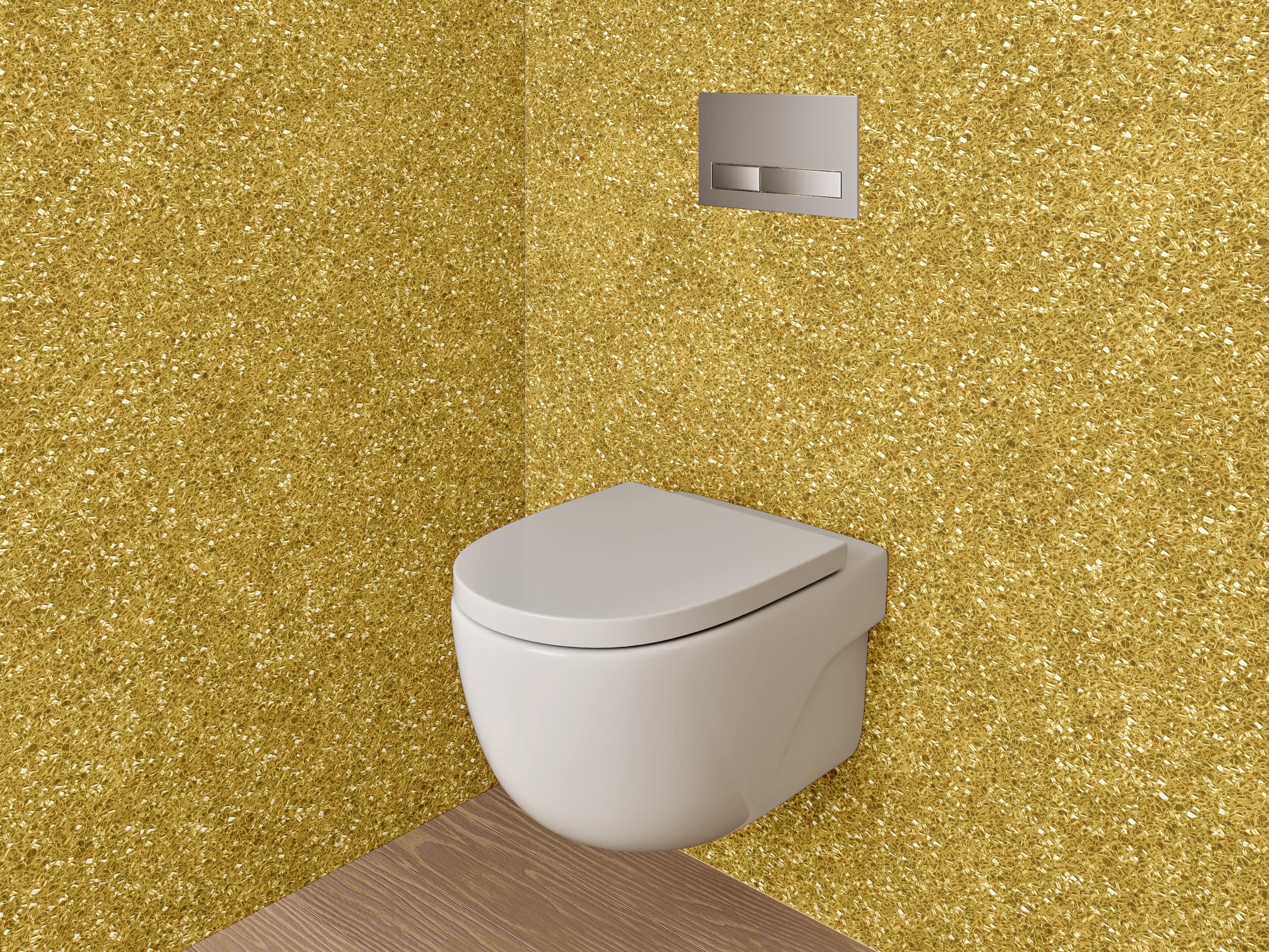 WC-Rückwand - Goldene Glitzerstruktur Glam Effekt