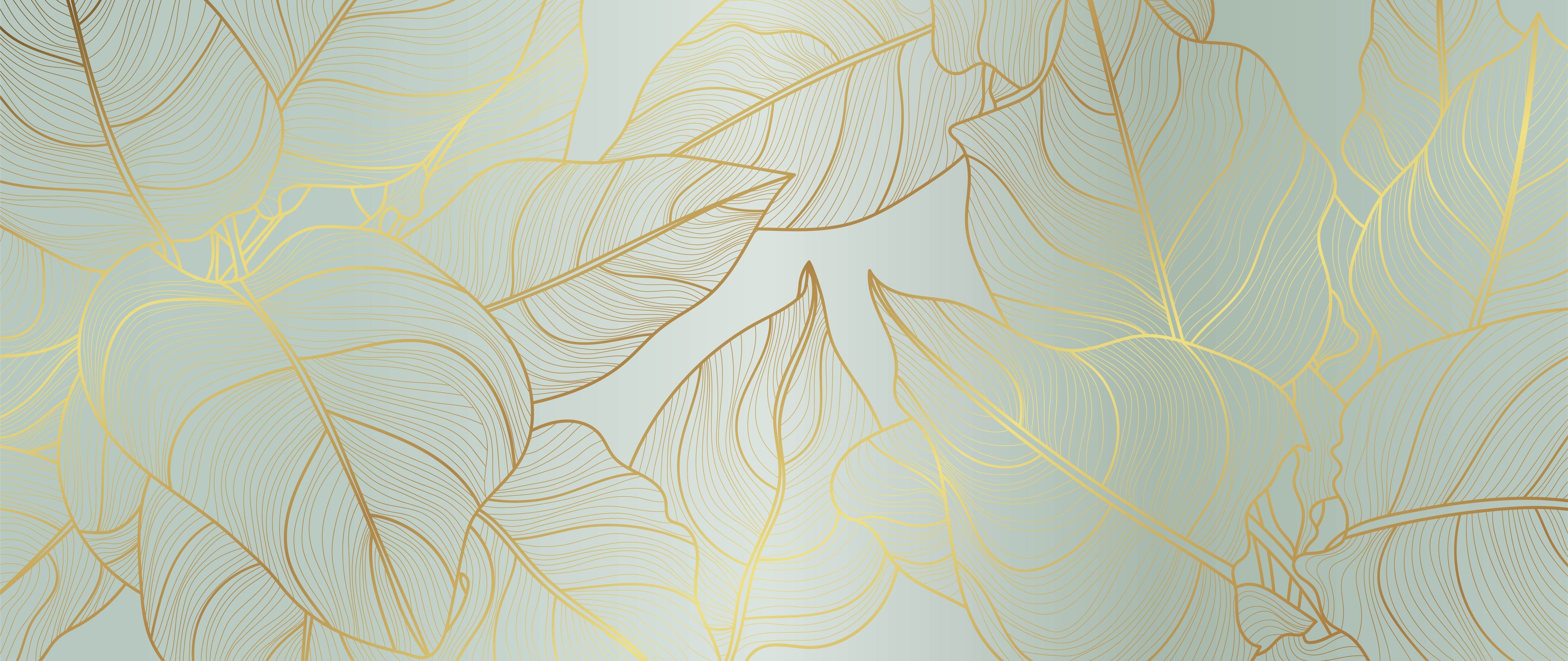 WC-Rückwand-Goldene Lineart Blätter Minimal