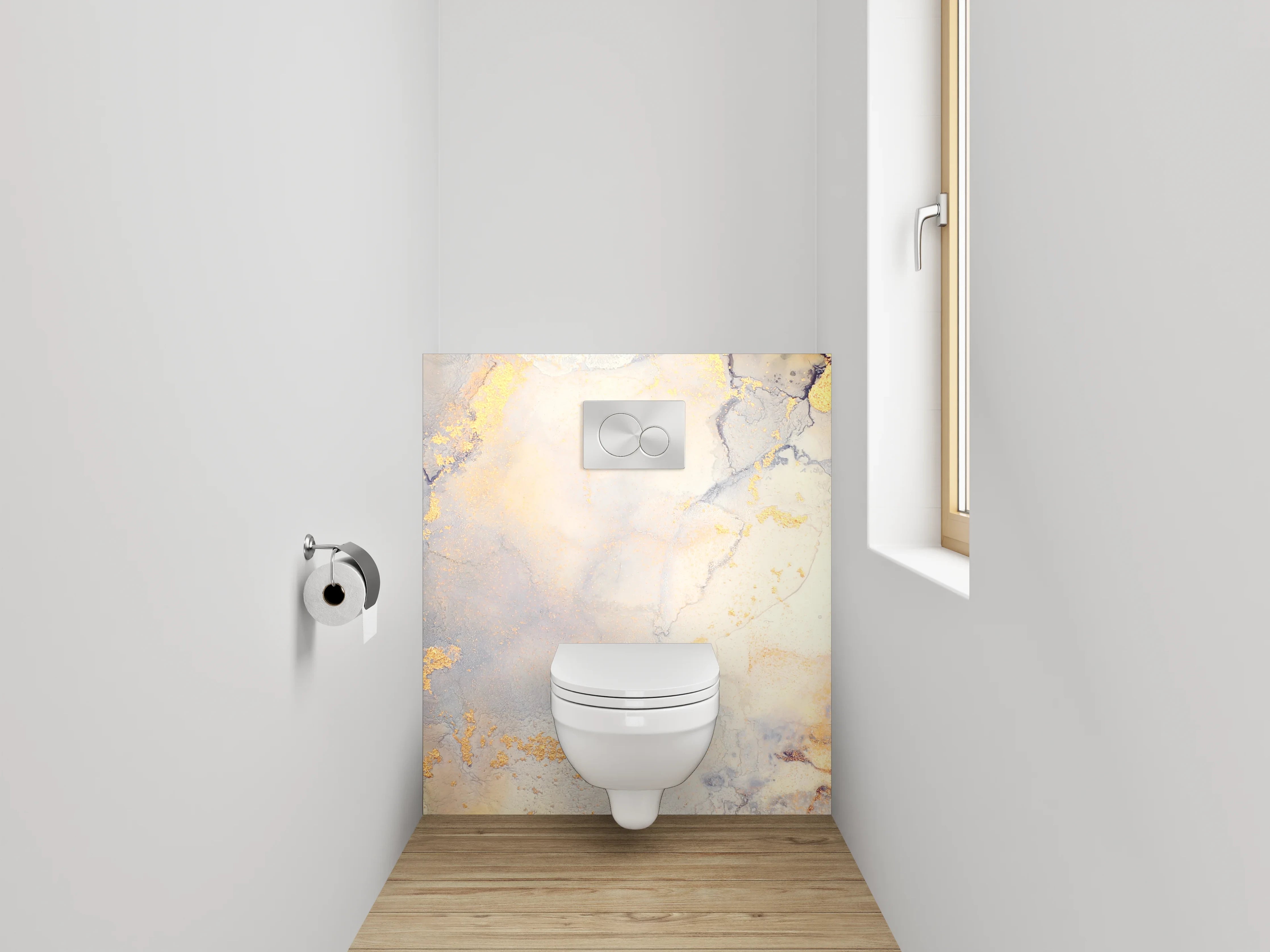 WC-Rückwand - Goldene Marmor-Optik Aquarell Abstrakt