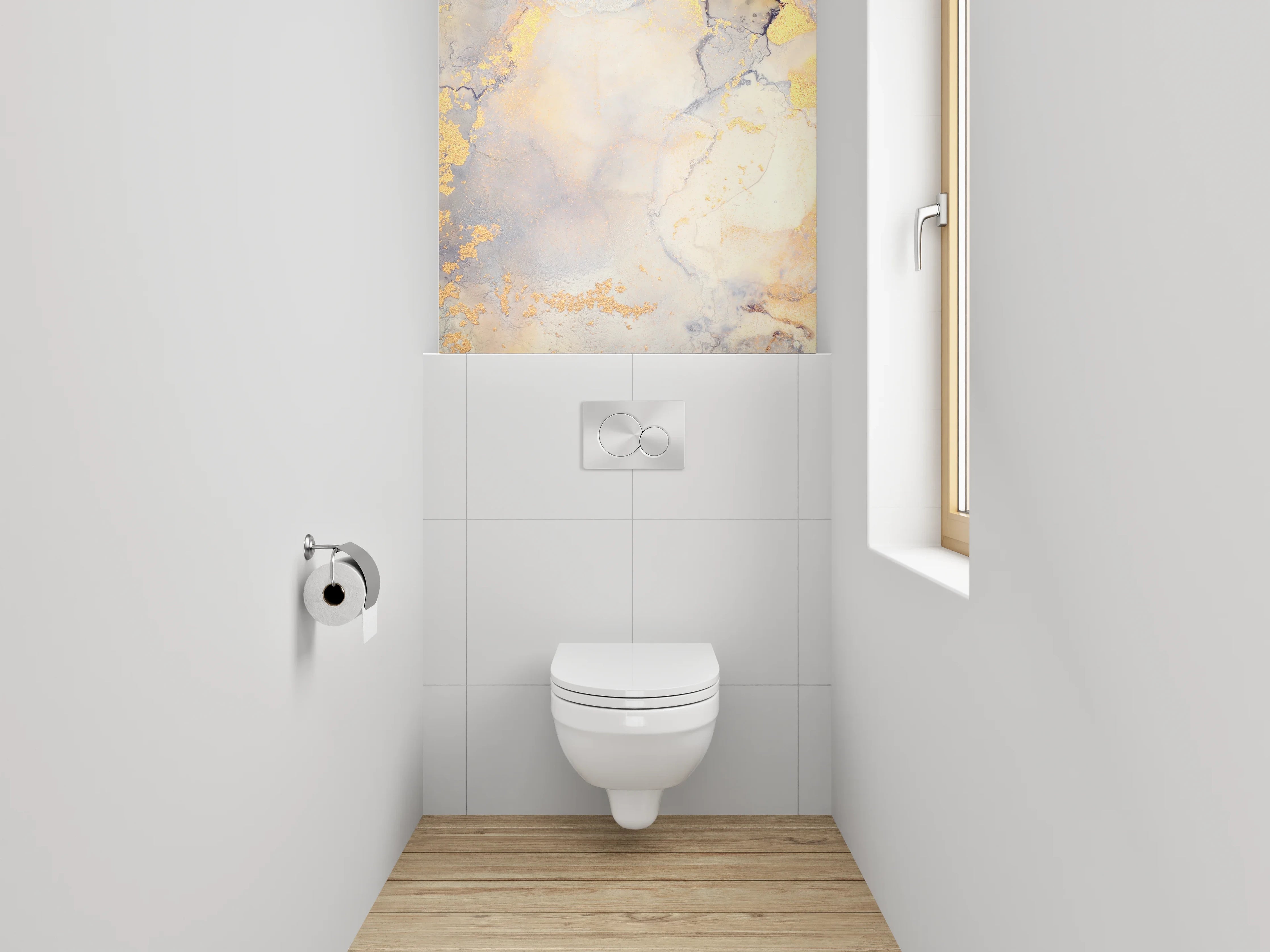 WC-Rückwand - Goldene Marmor-Optik Aquarell Abstrakt