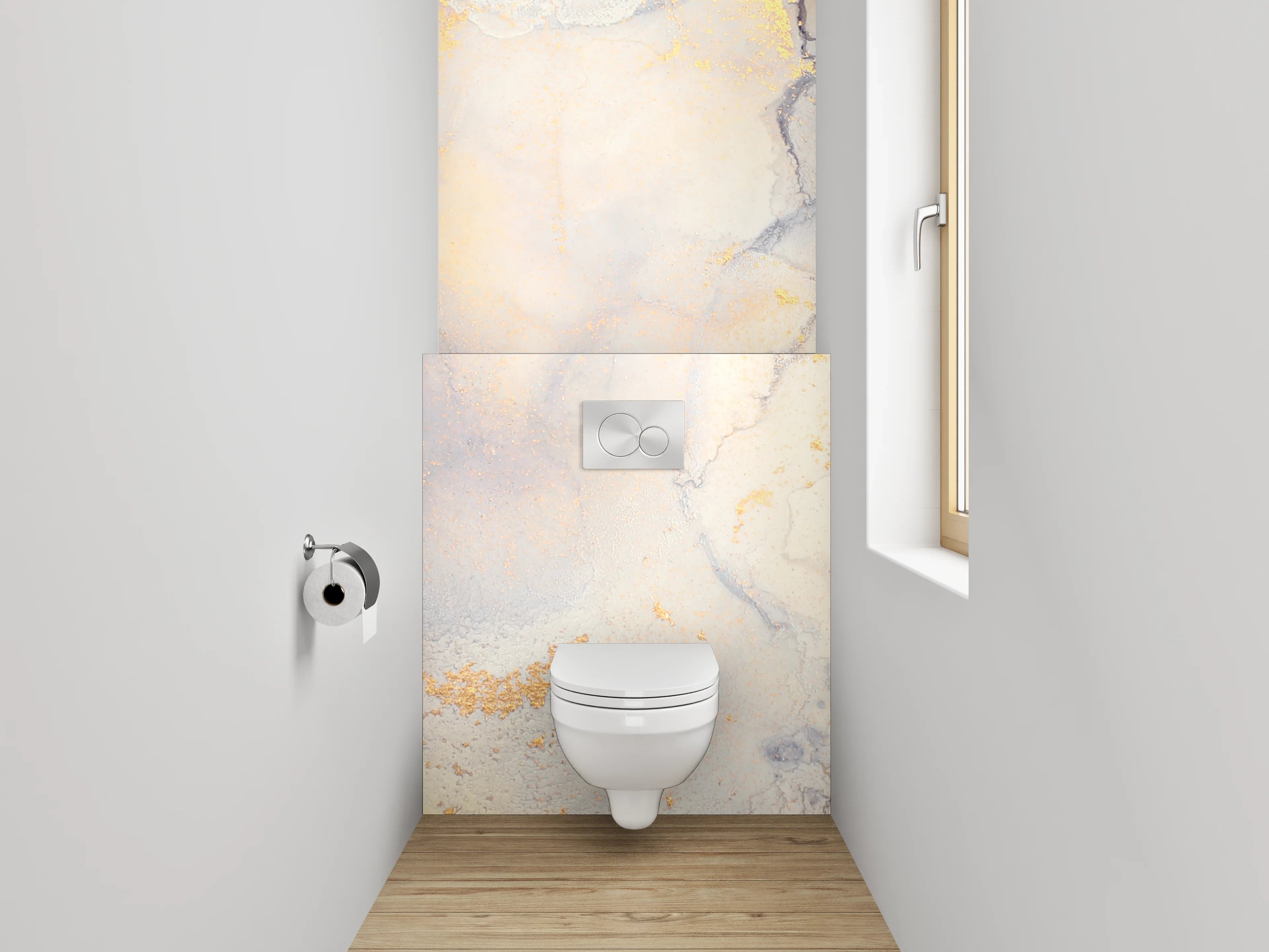 WC-Rückwand - Goldene Marmor-Optik Aquarell Abstrakt